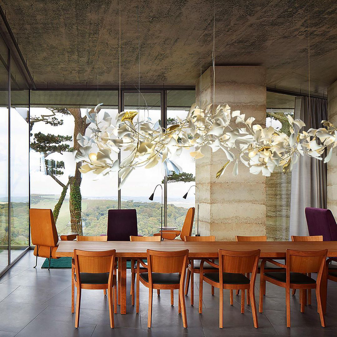 Eurzoris Gingko Metal Leaf Chandelier - Letslighting