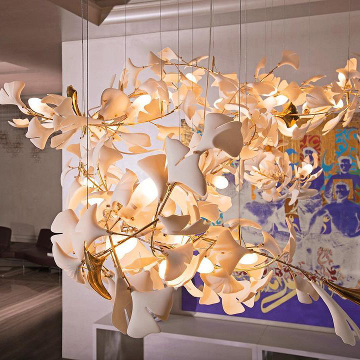 Eurzoris Gingko Metal Leaf Chandelier - Letslighting