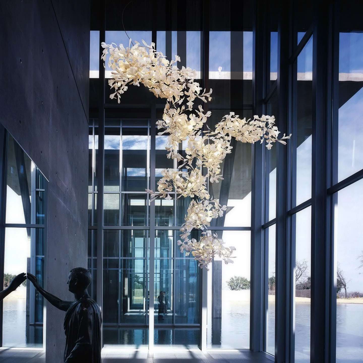 Eurzoris Gingko Metal Leaf Chandelier - Letslighting
