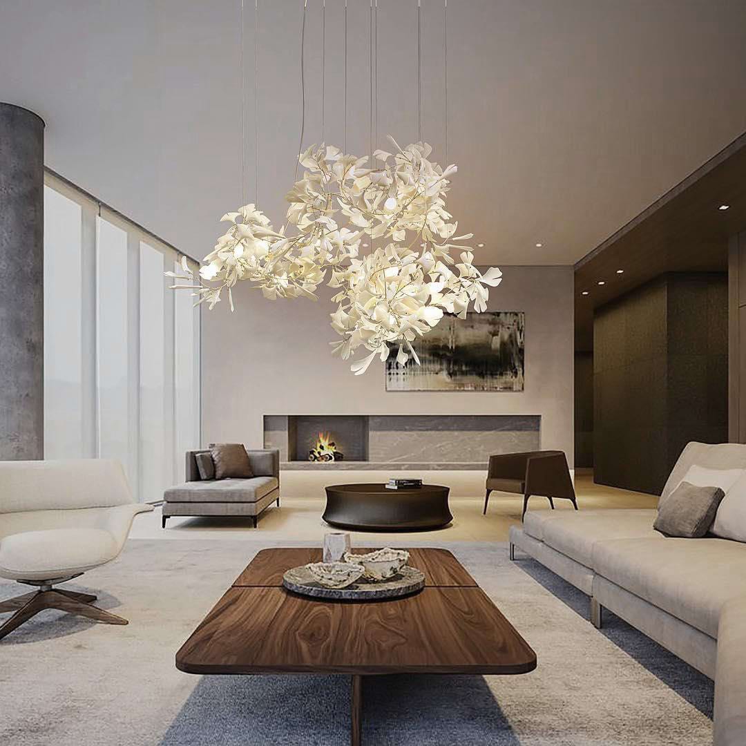 Eurzoris Gingko Metal Leaf Chandelier - Letslighting