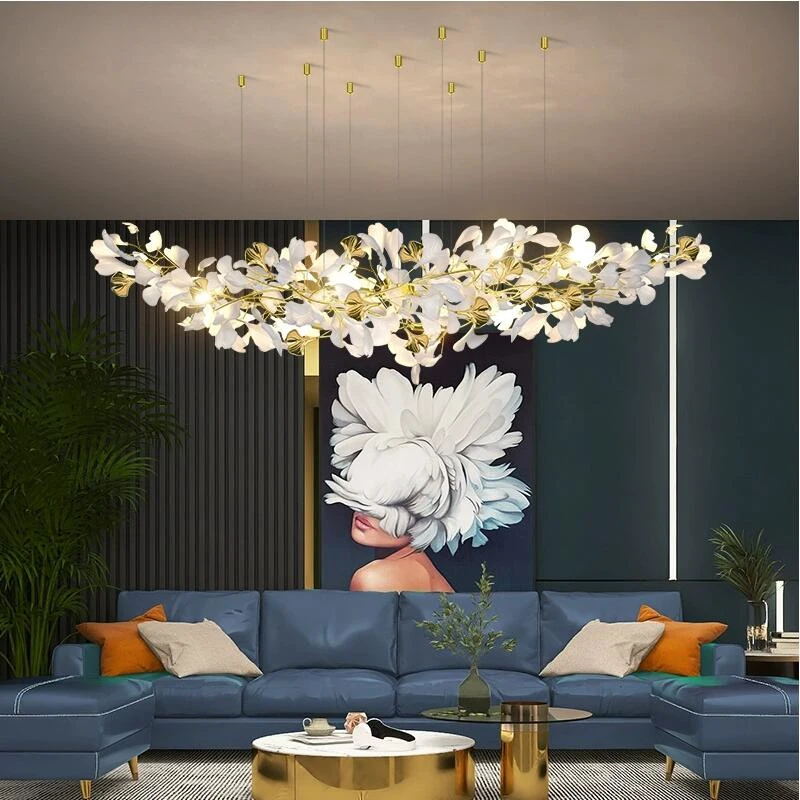 Eurzoris Gingko Metal Leaf Chandelier - Letslighting