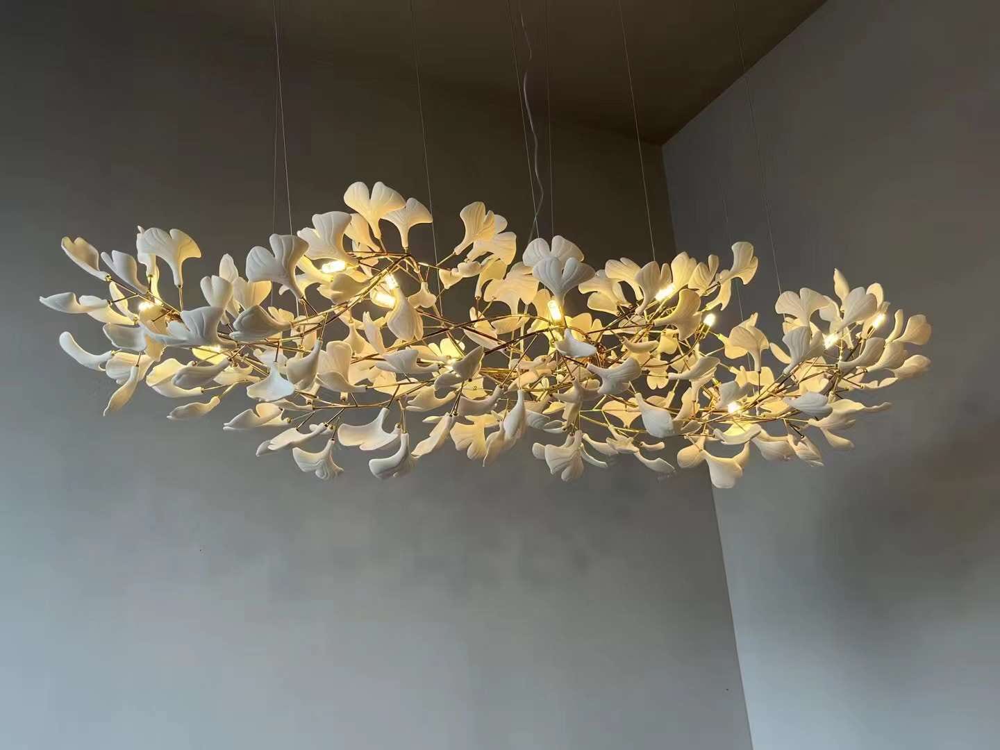 Eurzoris Gingko Metal Leaf Chandelier - Letslighting