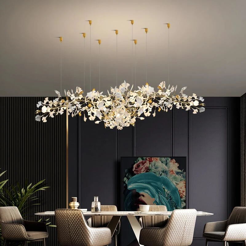 Eurzoris Gingko Metal Leaf Chandelier - Letslighting