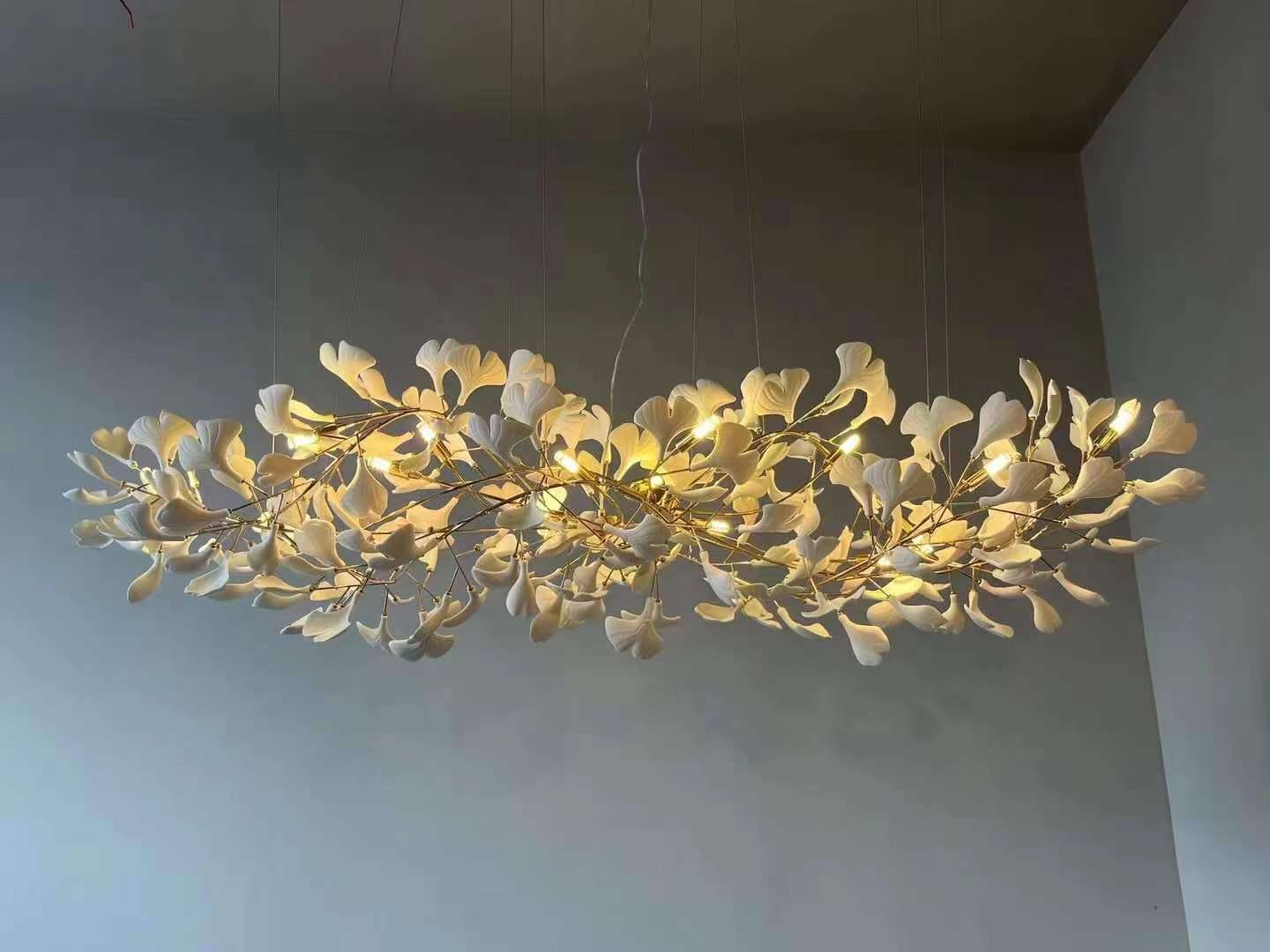 Eurzoris Gingko Metal Leaf Chandelier - Letslighting