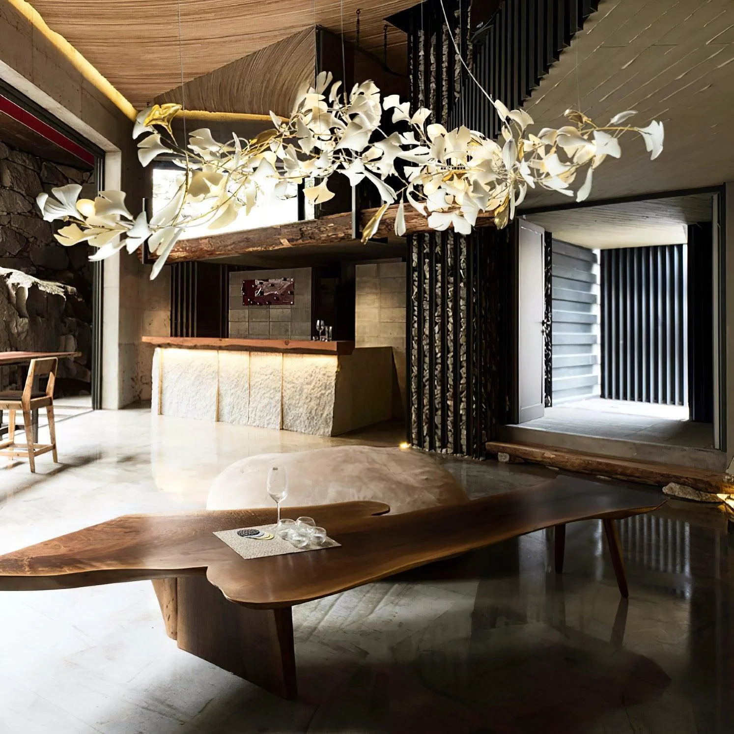 Eurzoris Gingko Metal Leaf Chandelier - Letslighting