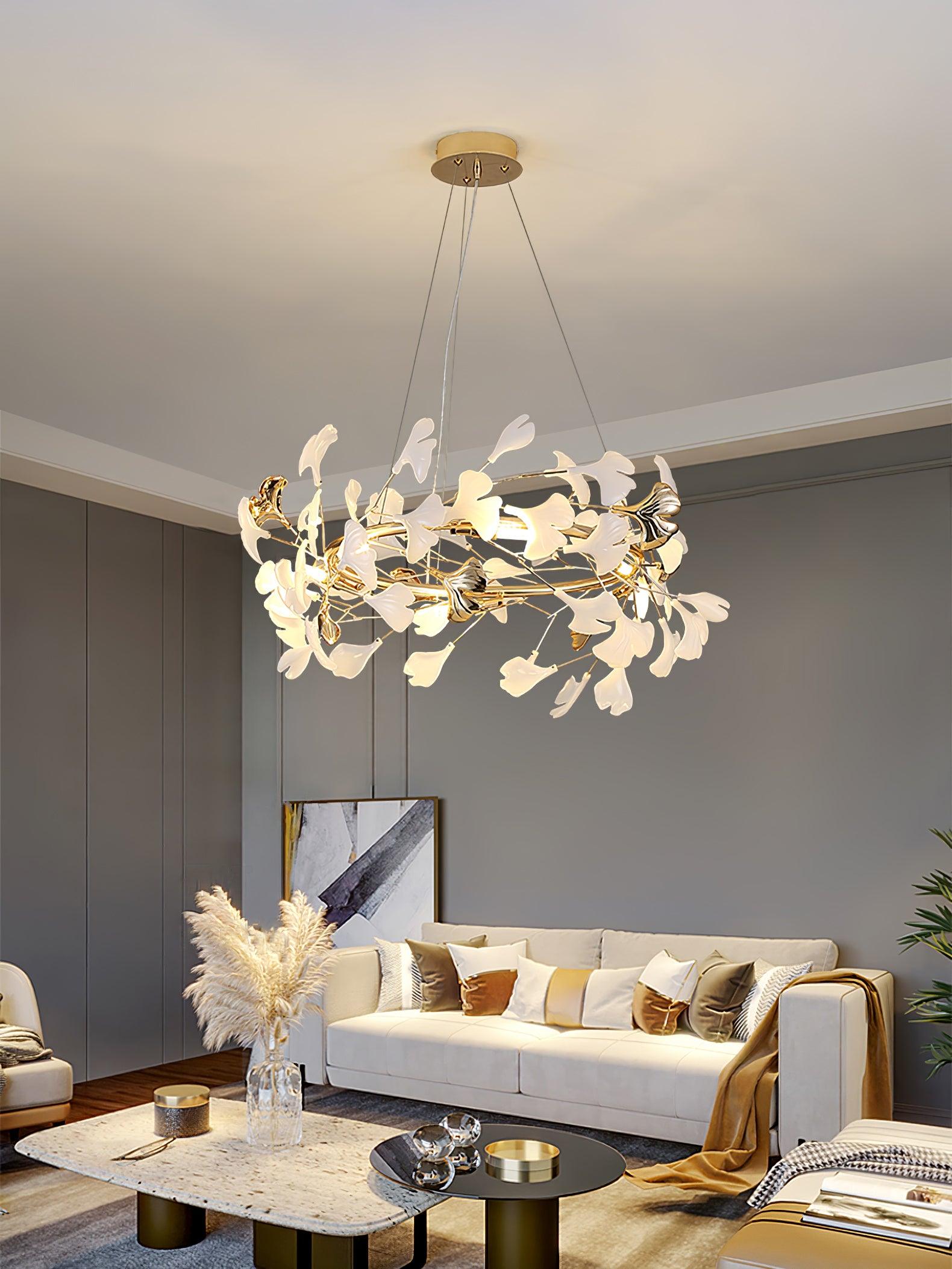 Ovyneth Postmodern Luxury Gingko Metal Ceramics Chandelier - Letslighting