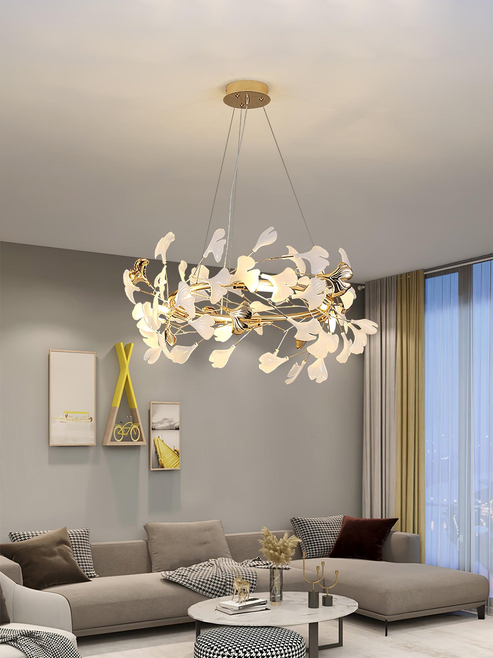 Ovyneth Postmodern Luxury Gingko Metal Ceramics Chandelier - Letslighting