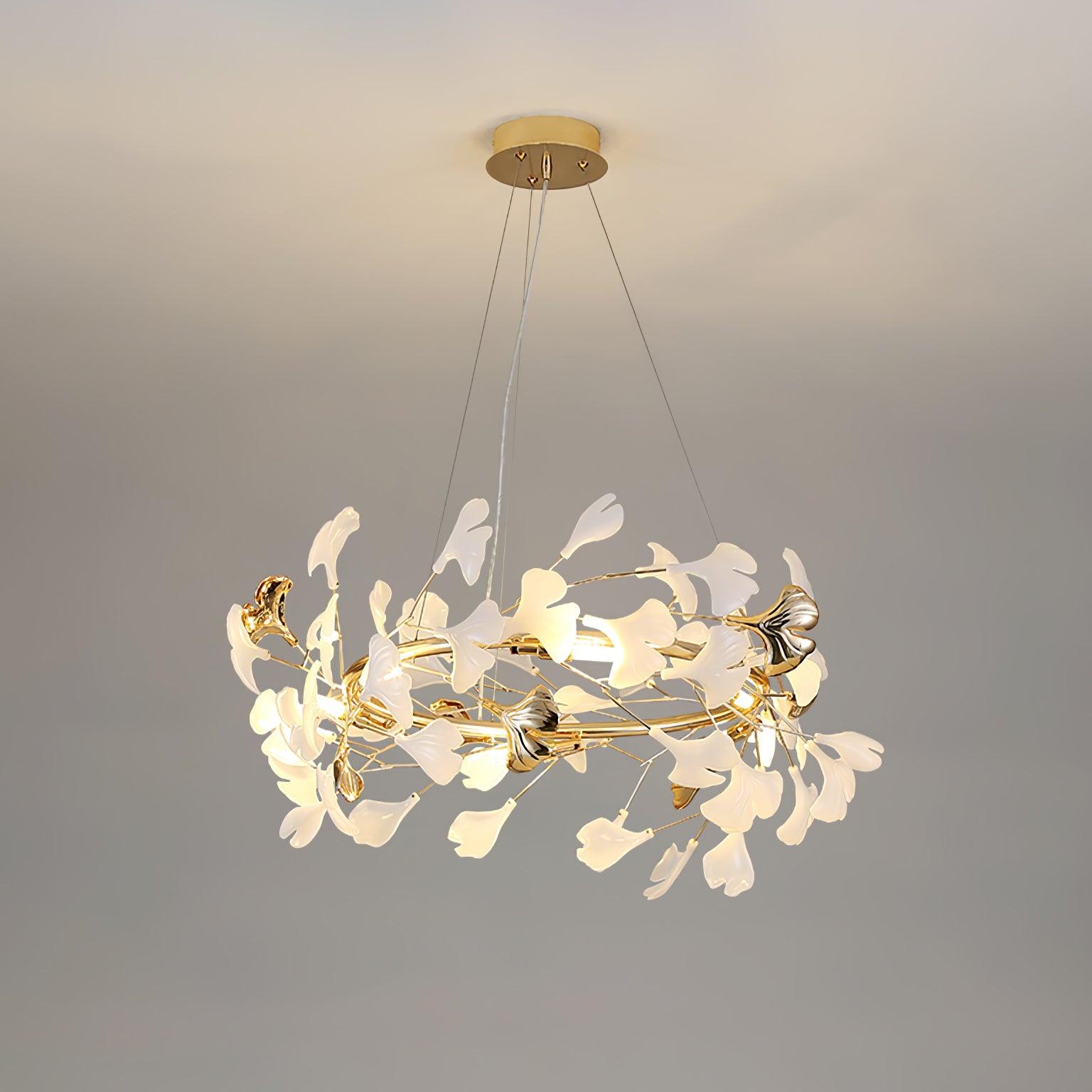 Ovyneth Postmodern Luxury Gingko Metal Ceramics Chandelier - Letslighting