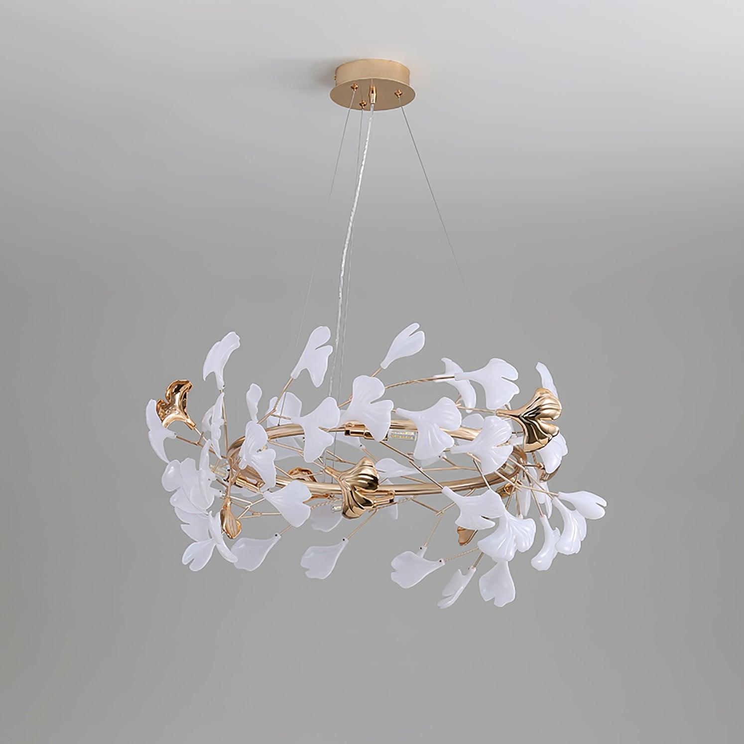 Ovyneth Postmodern Luxury Gingko Metal Ceramics Chandelier - Letslighting