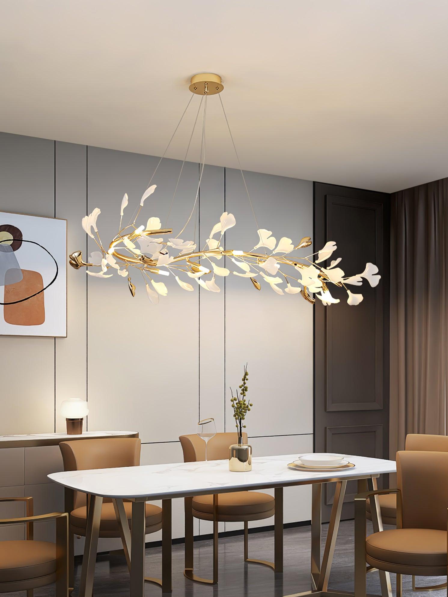 Ovyneth Postmodern Luxury Gingko Metal Ceramics Chandelier - Letslighting