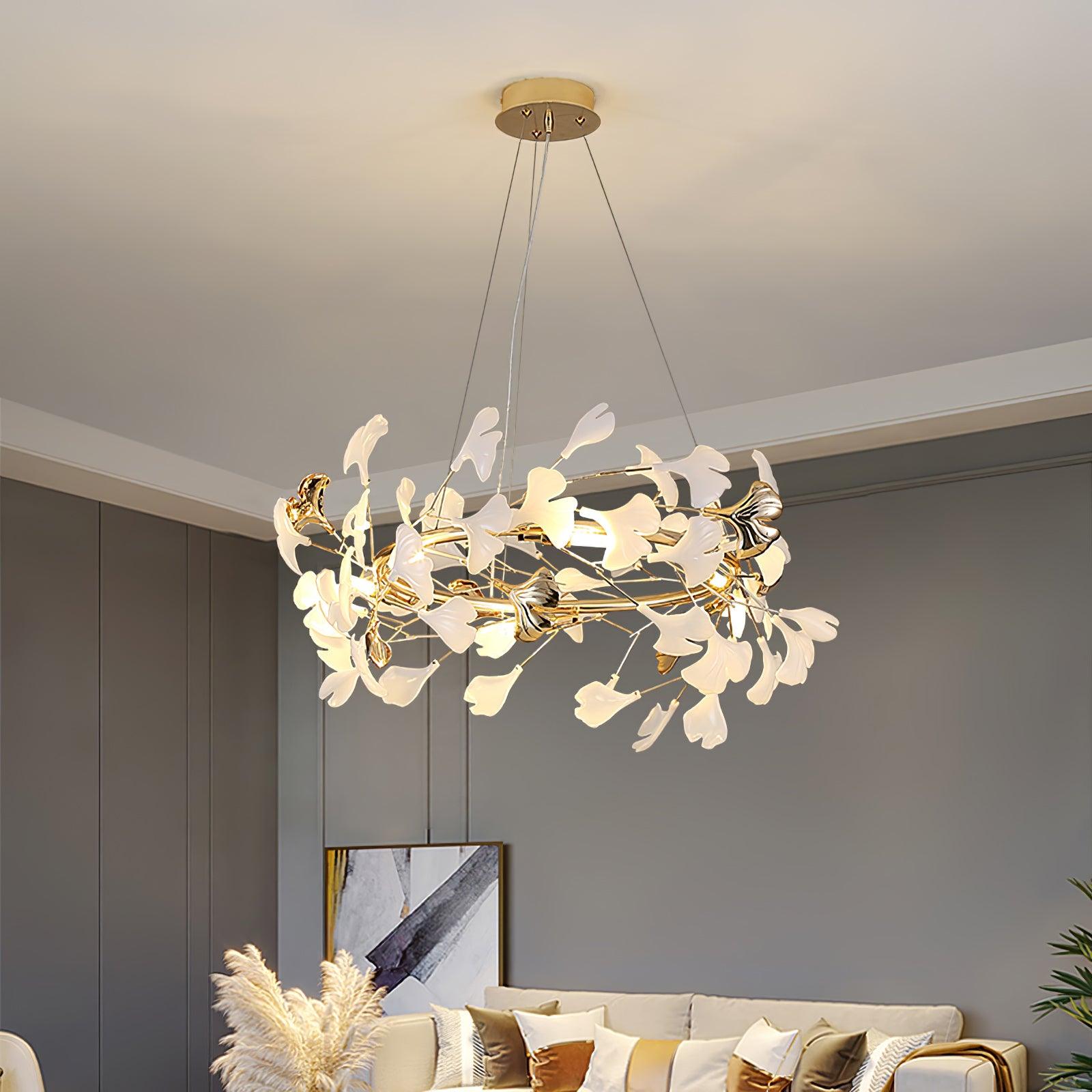 Ovyneth Postmodern Luxury Gingko Metal Ceramics Chandelier - Letslighting
