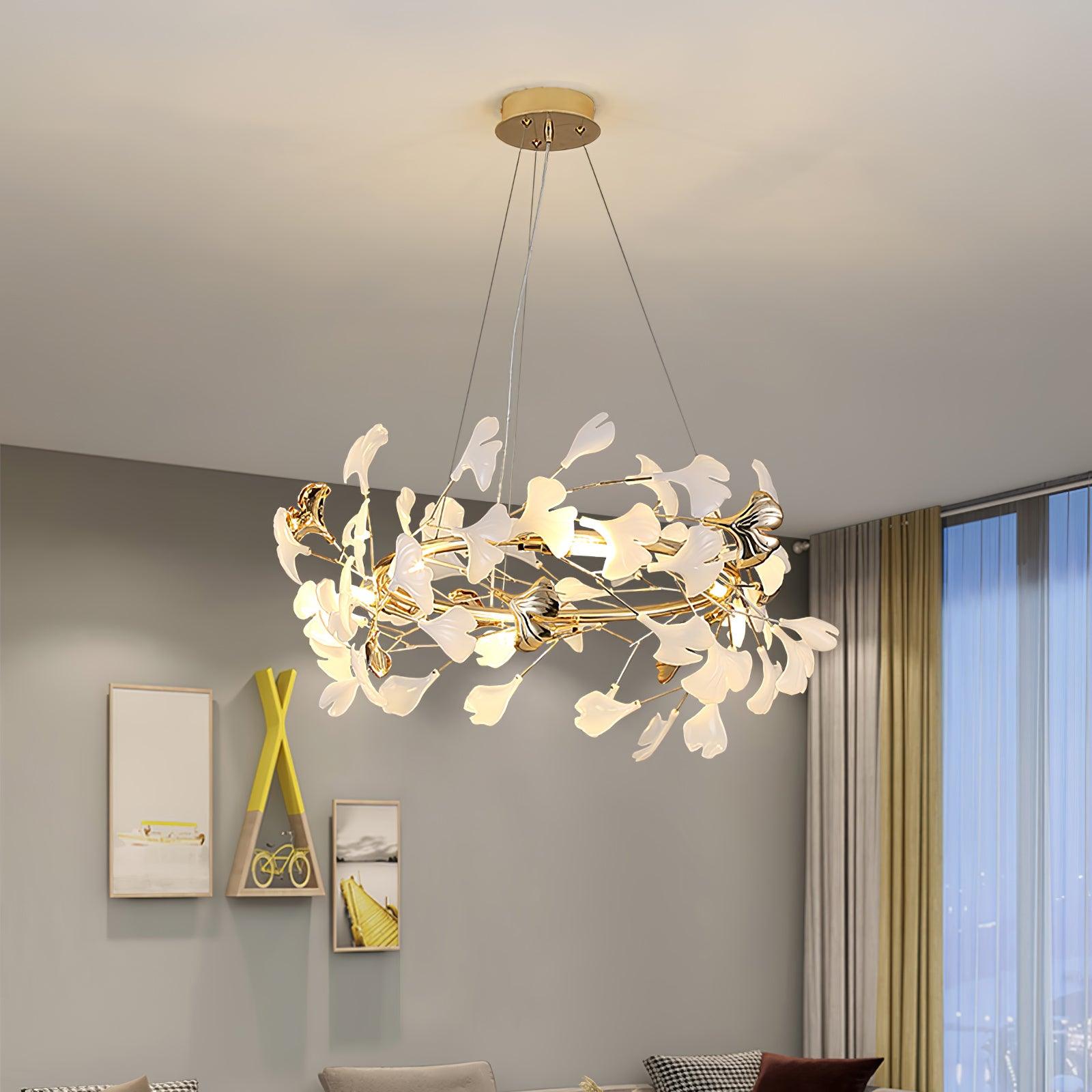 Ovyneth Postmodern Luxury Gingko Metal Ceramics Chandelier - Letslighting