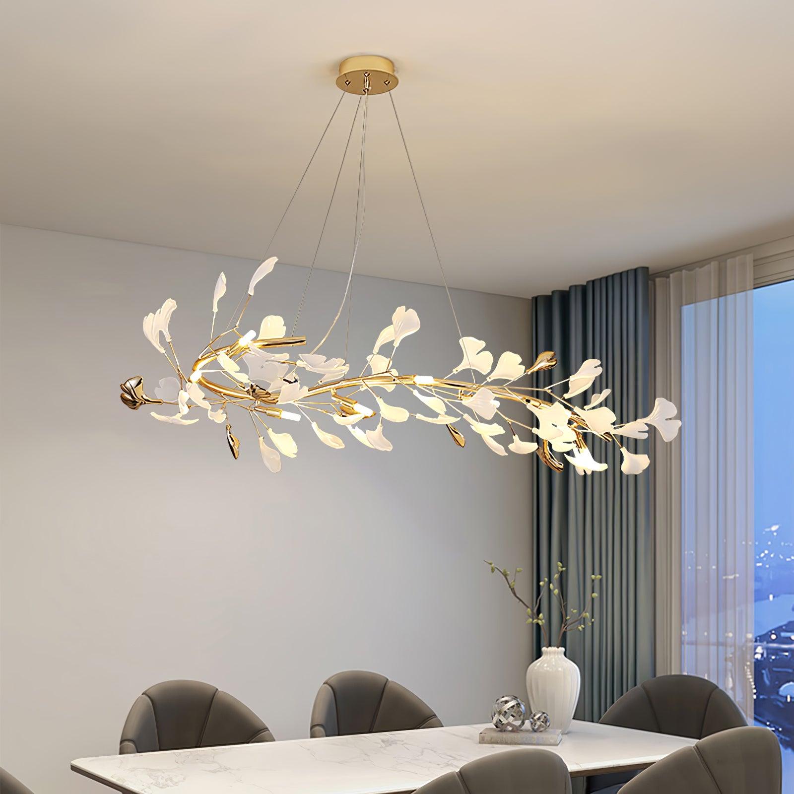 Ovyneth Postmodern Luxury Gingko Metal Ceramics Chandelier - Letslighting