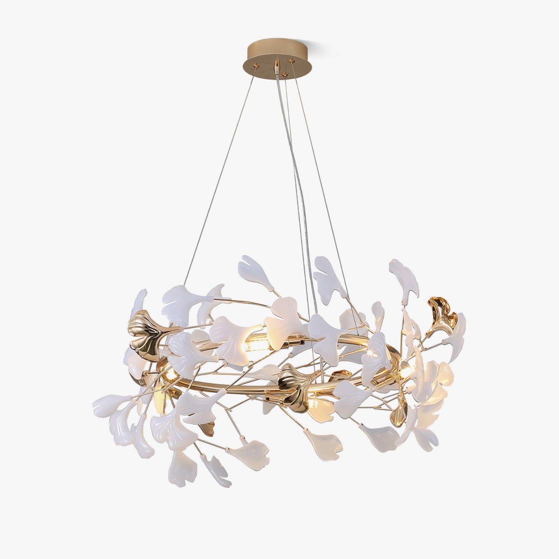 Ovyneth Postmodern Luxury Gingko Metal Ceramics Chandelier - Letslighting