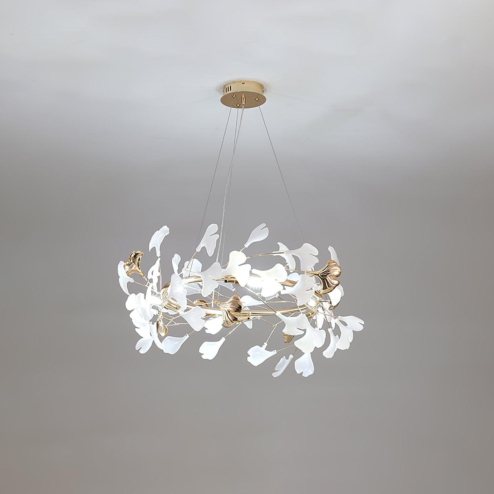 Ovyneth Postmodern Luxury Gingko Metal Ceramics Chandelier - Letslighting