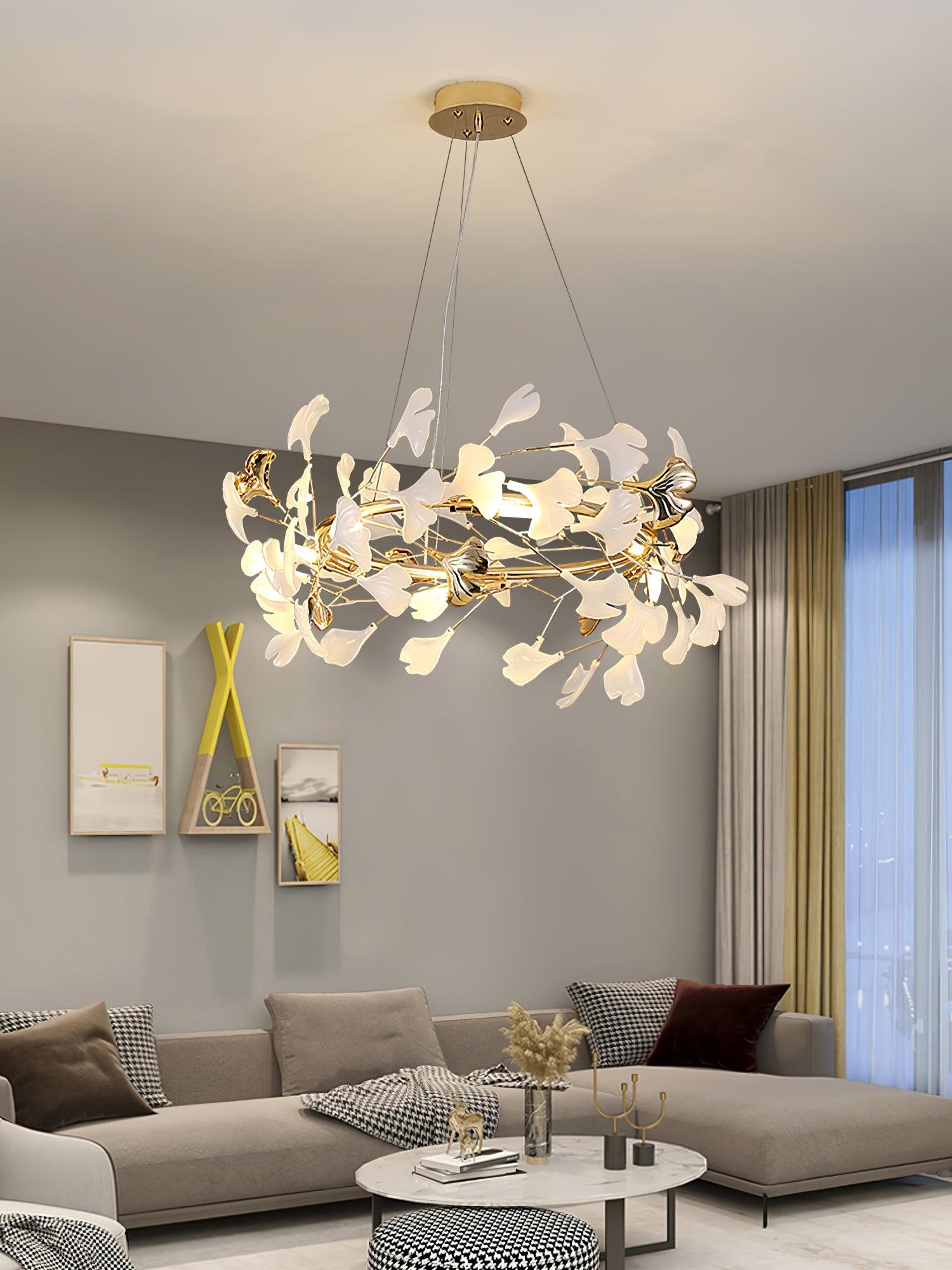 Ovyneth Postmodern Luxury Gingko Metal Ceramics Chandelier - Letslighting