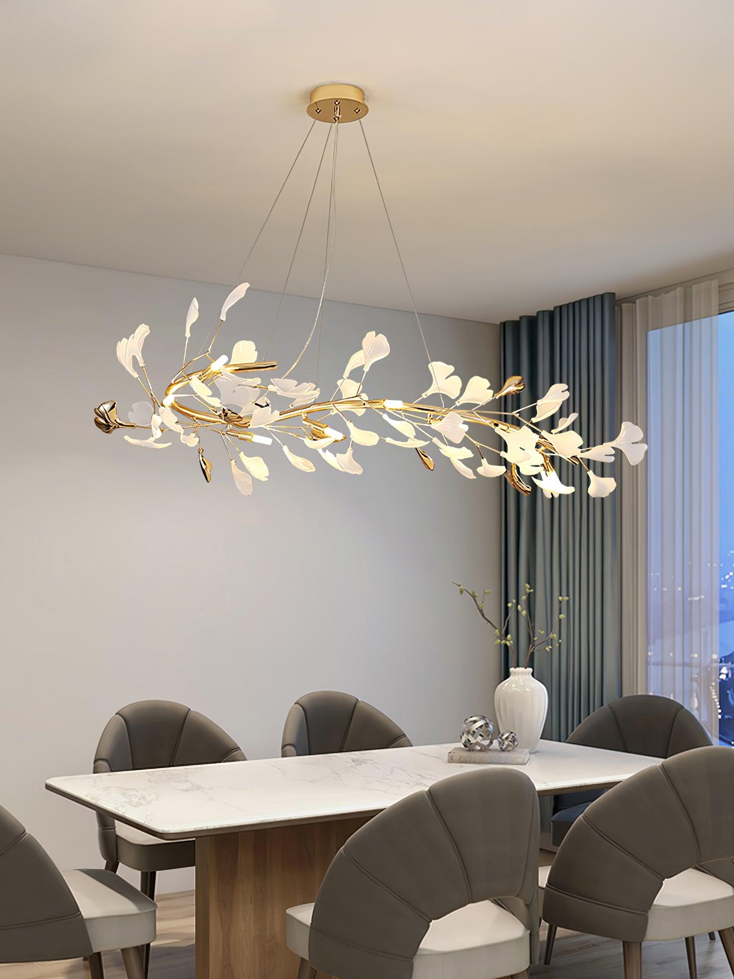 Ovyneth Postmodern Luxury Gingko Metal Ceramics Chandelier - Letslighting