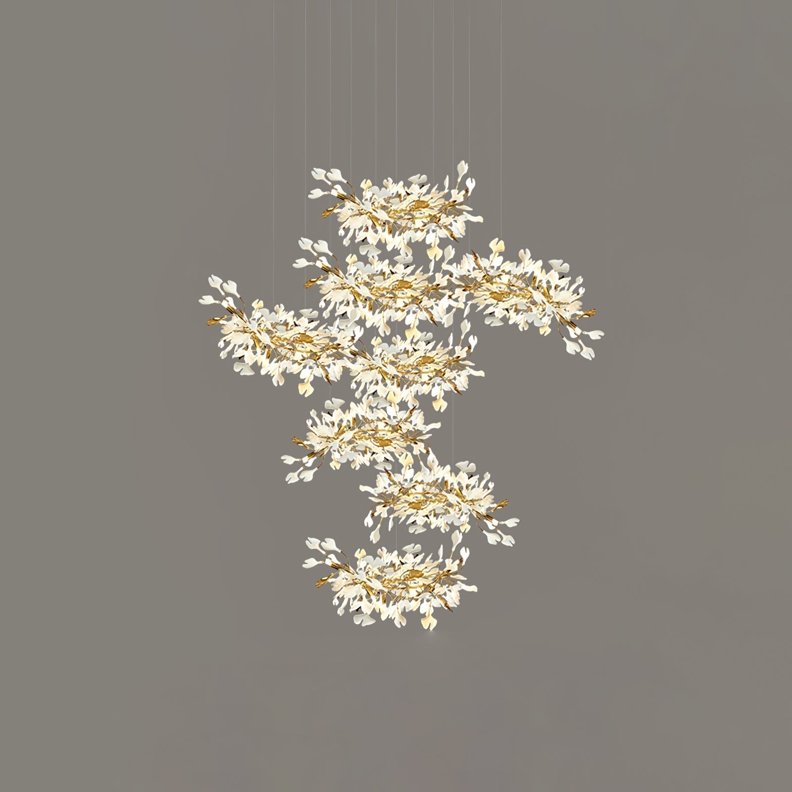Eurzoris Gingko Metal Leaf Chandelier - Letslighting