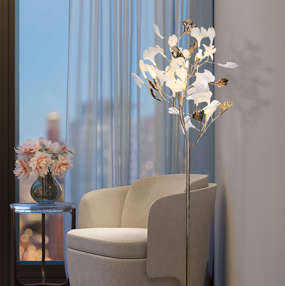 Olivia Lámpara de Pie de Cerámica Ginkgo