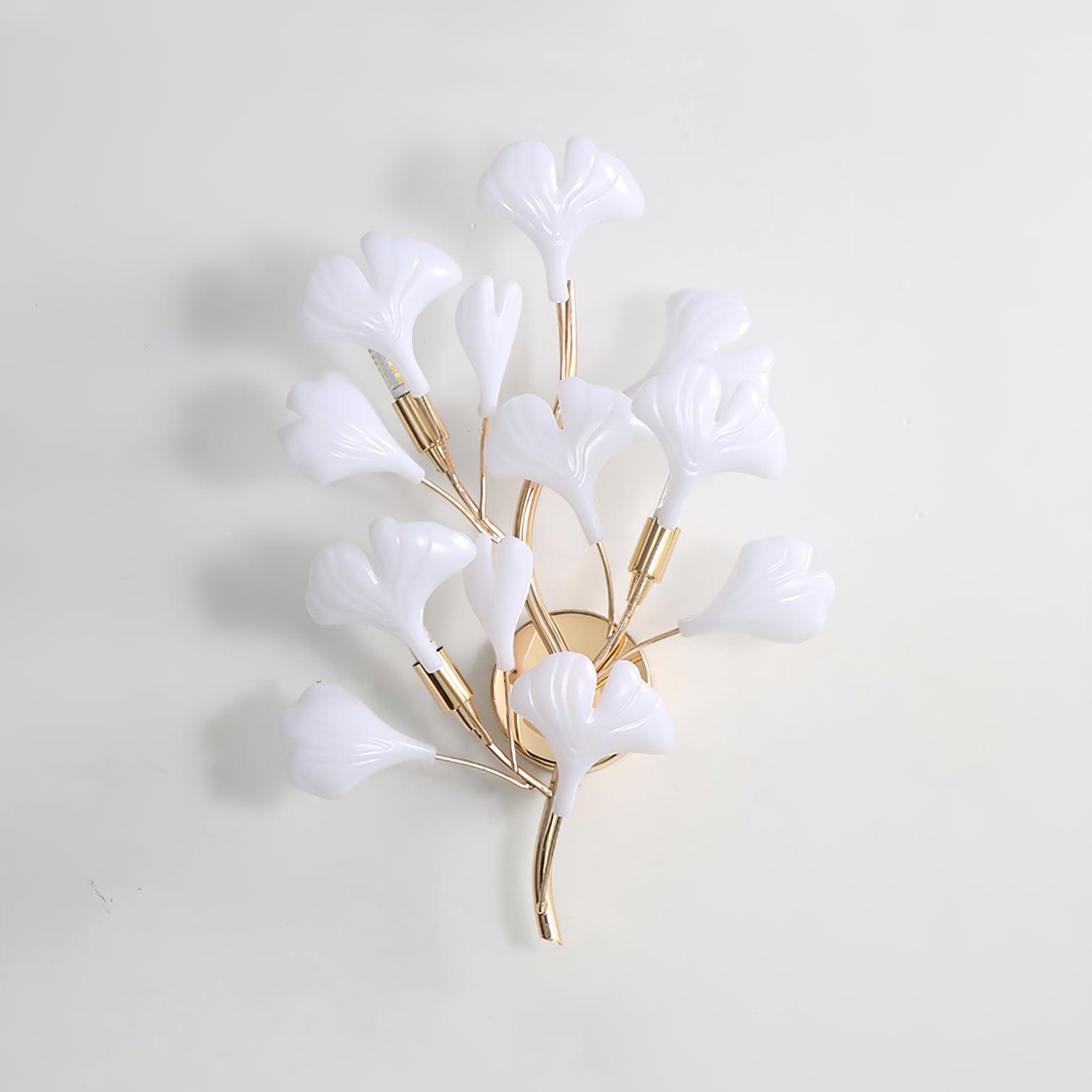 Wall Lamp Gingko Ceramic Petal Shades Gold Art Nouveau - Letslighting