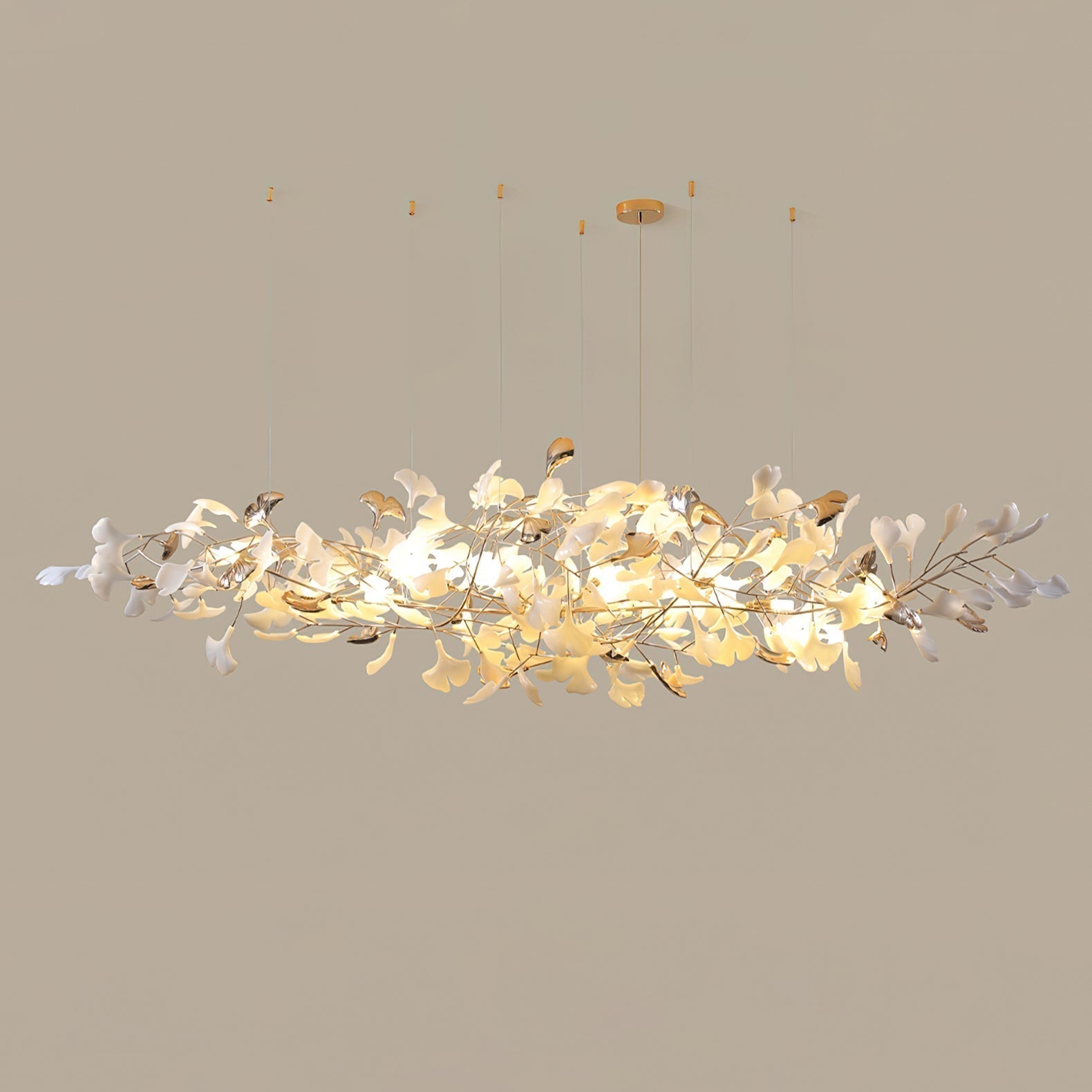 Unoryra Postmodern Luxury Ginkgo Cloud Ceramics Metal Chandelier - Letslighting