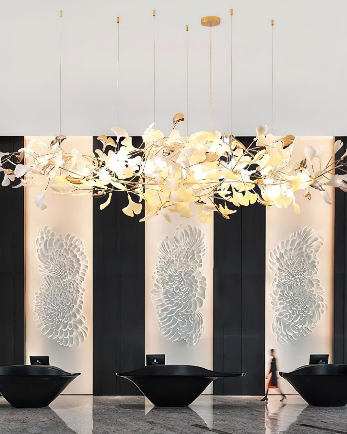 Unoryra Postmodern Luxury Ginkgo Cloud Ceramics Metal Chandelier - Letslighting