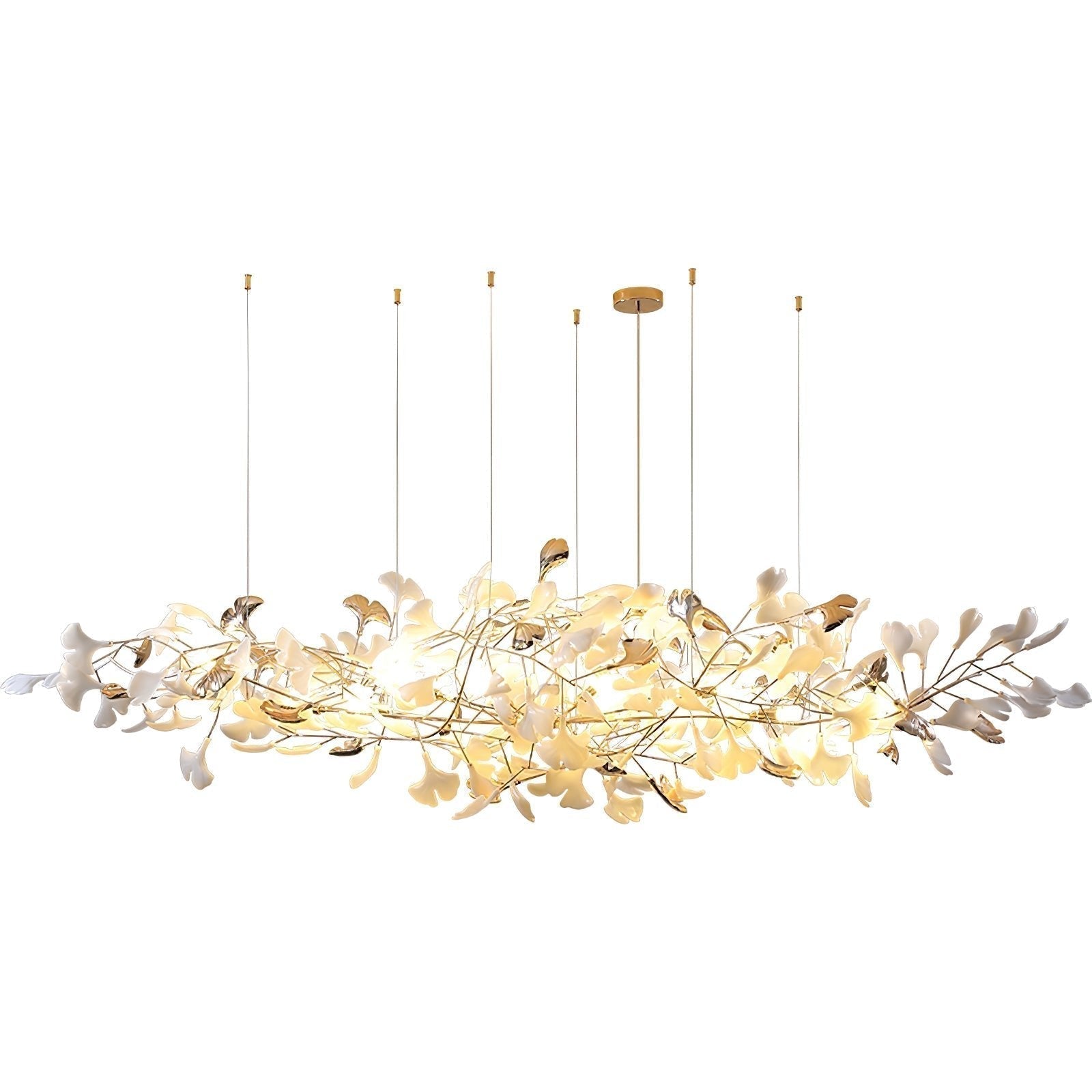 Unoryra Postmodern Luxury Ginkgo Cloud Ceramics Metal Chandelier - Letslighting