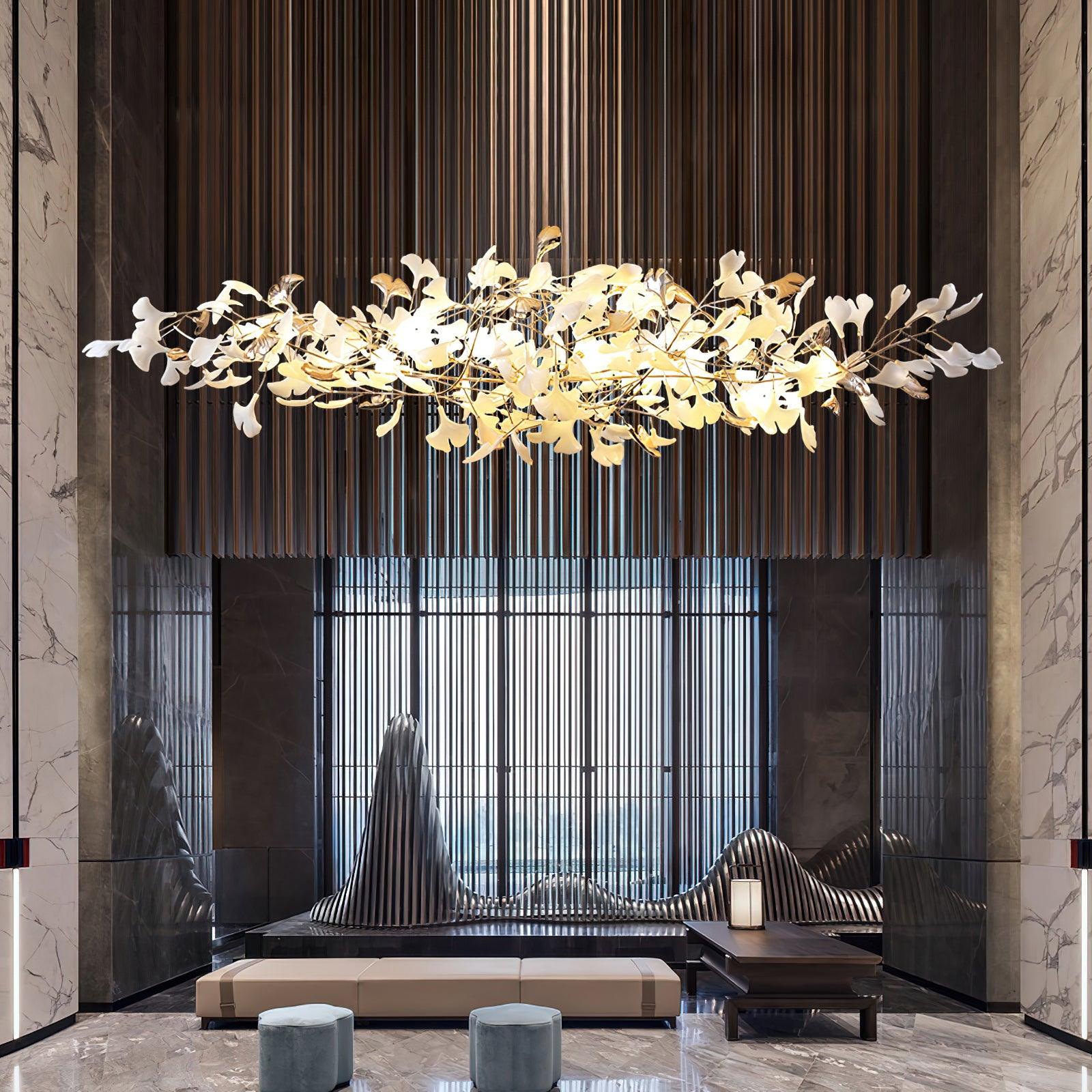 Unoryra Postmodern Luxury Ginkgo Cloud Ceramics Metal Chandelier - Letslighting