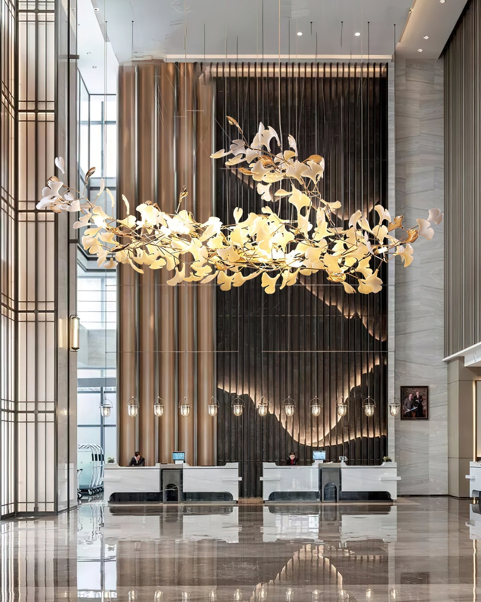 Unoryra Postmodern Luxury Ginkgo Cloud Ceramics Metal Chandelier - Letslighting
