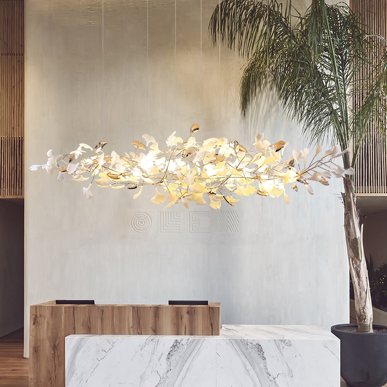 Unoryra Postmodern Luxury Ginkgo Cloud Ceramics Metal Chandelier - Letslighting