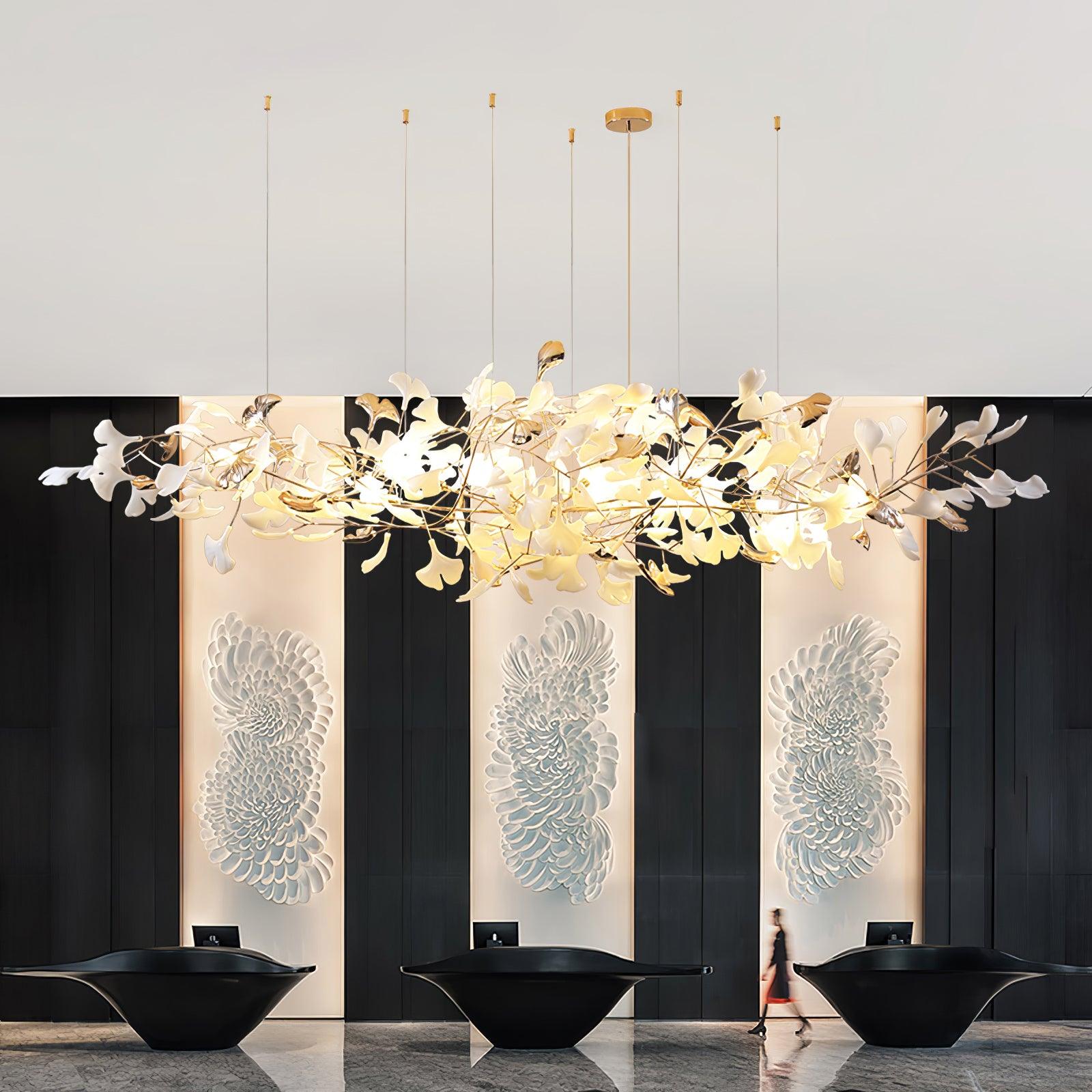 Unoryra Postmodern Luxury Ginkgo Cloud Ceramics Metal Chandelier - Letslighting