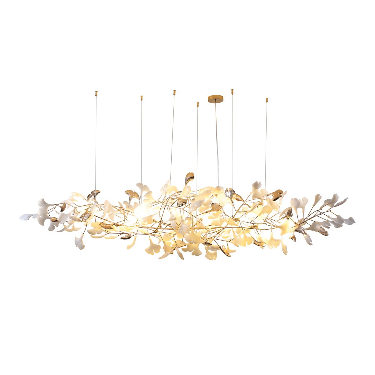 Unoryra Postmodern Luxury Ginkgo Cloud Ceramics Metal Chandelier - Letslighting