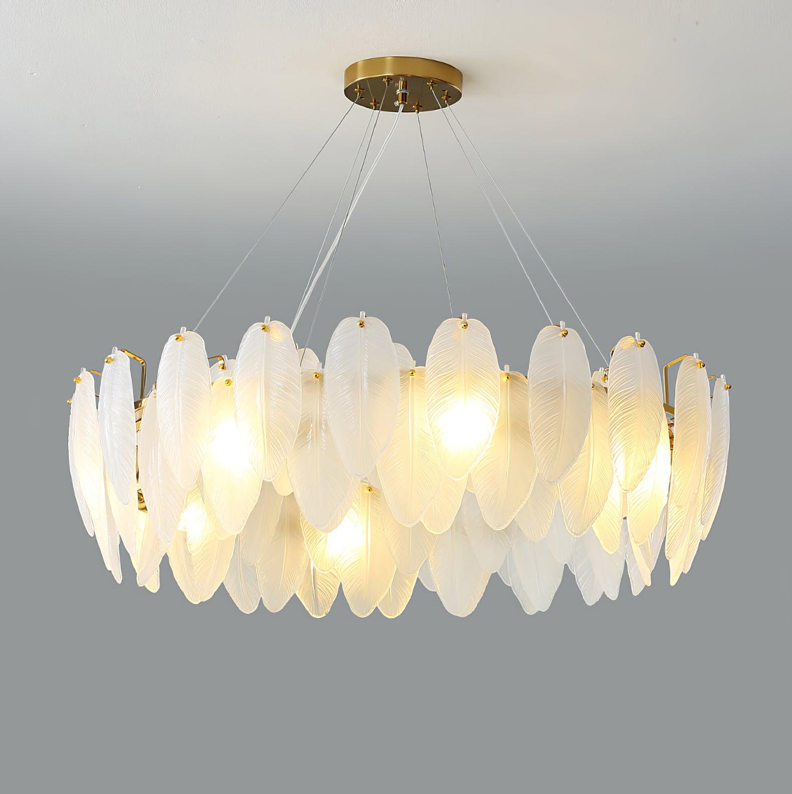 Glass Feather Chandelier - Letslighting