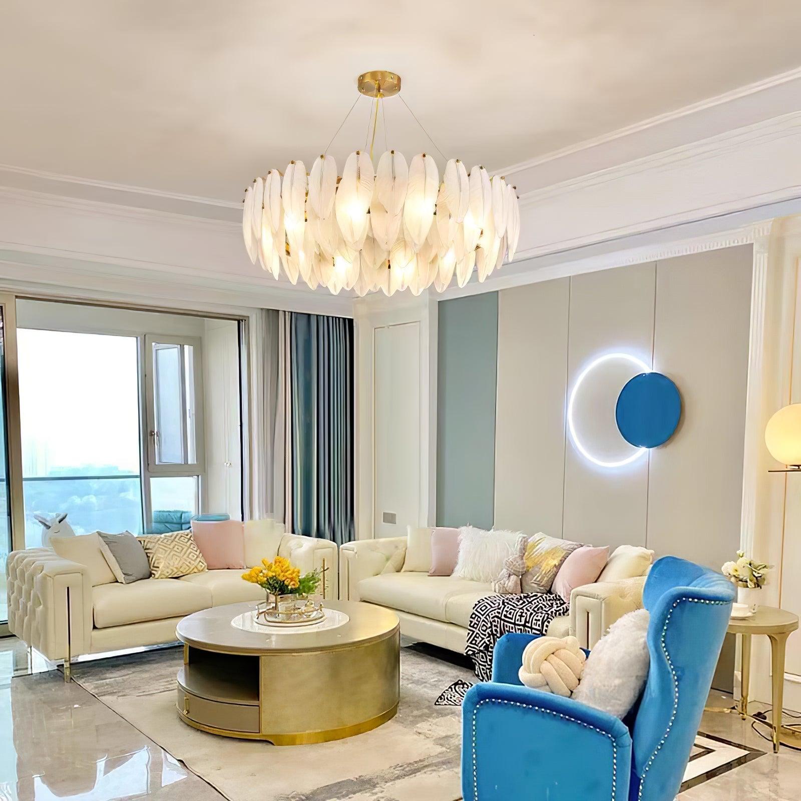 Glass Feather Chandelier - Letslighting