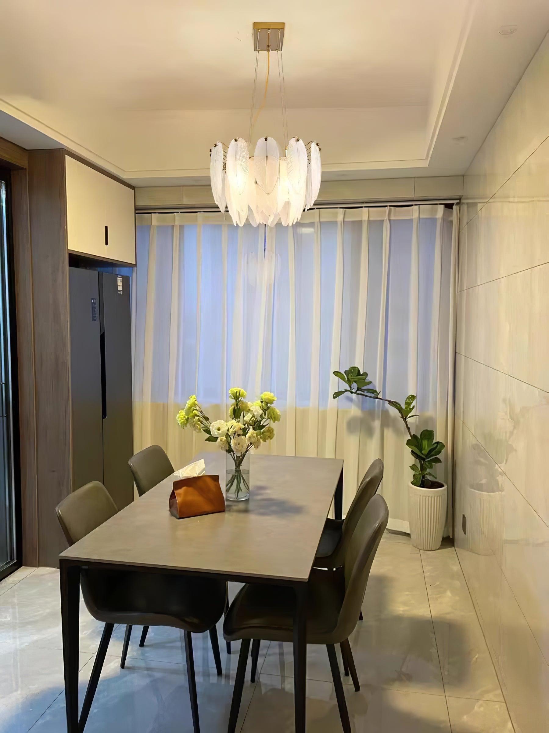 Glass Feather Chandelier - Letslighting