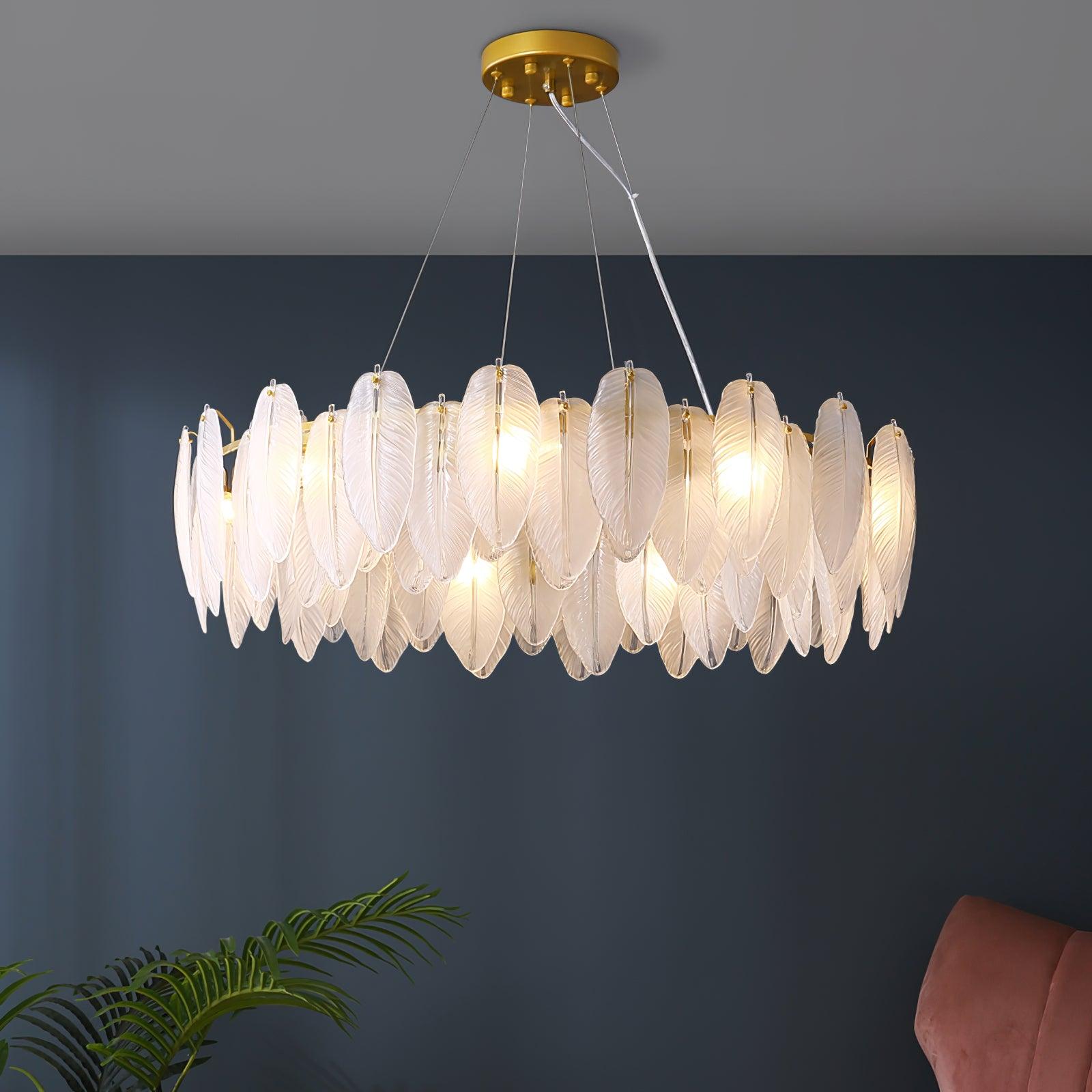 Glass Feather Chandelier - Letslighting
