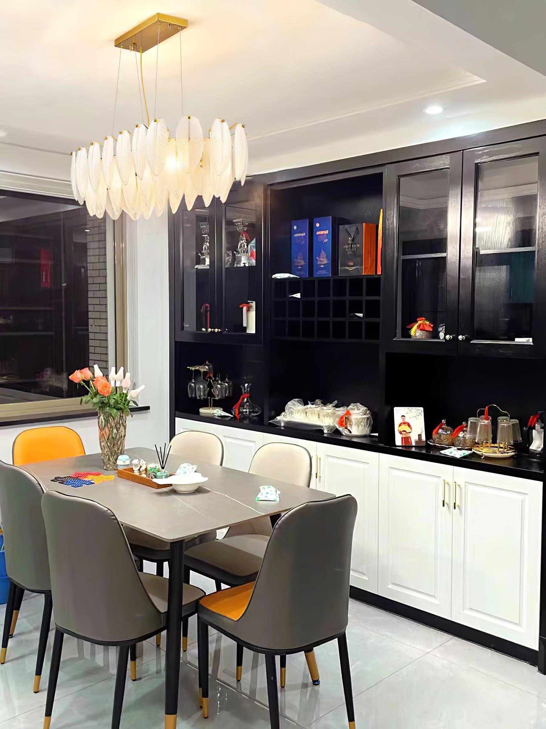 Glass Feather Chandelier - Letslighting