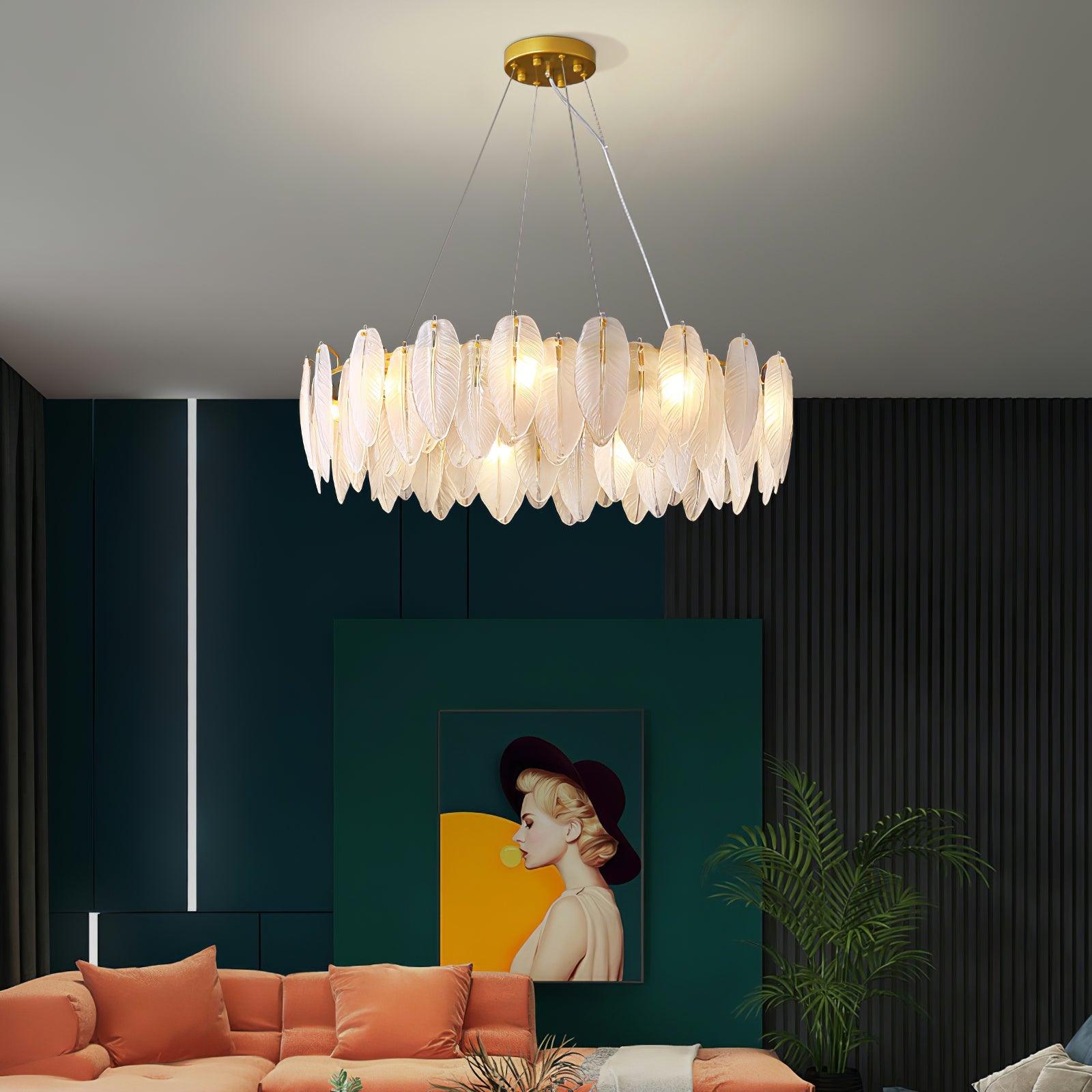 Glass Feather Chandelier - Letslighting