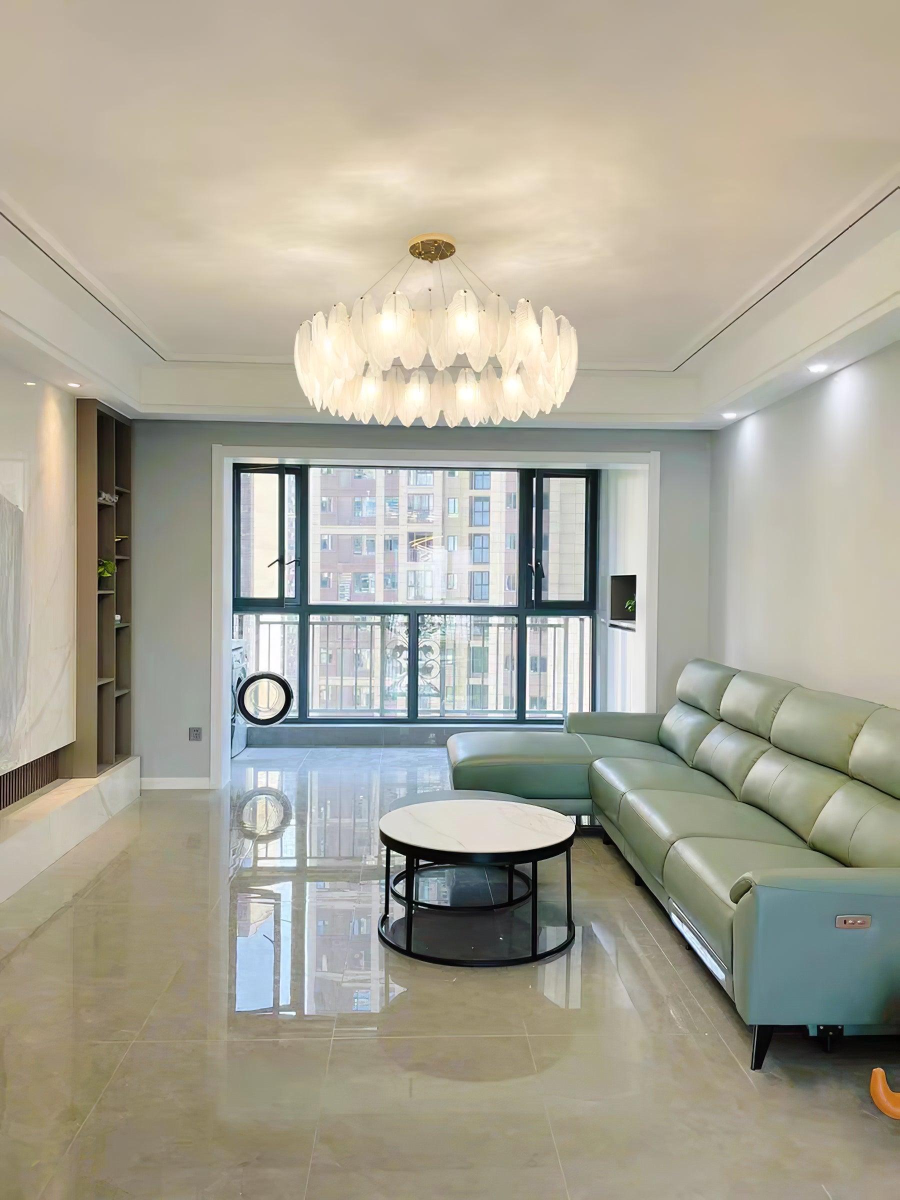 Glass Feather Chandelier - Letslighting