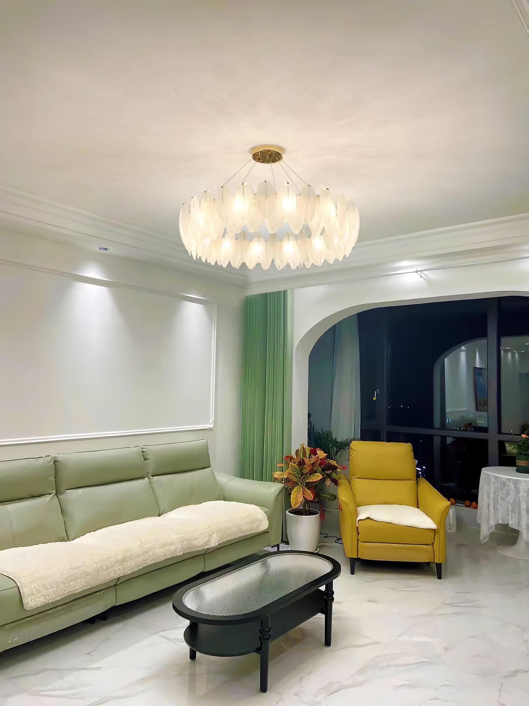 Glass Feather Chandelier - Letslighting