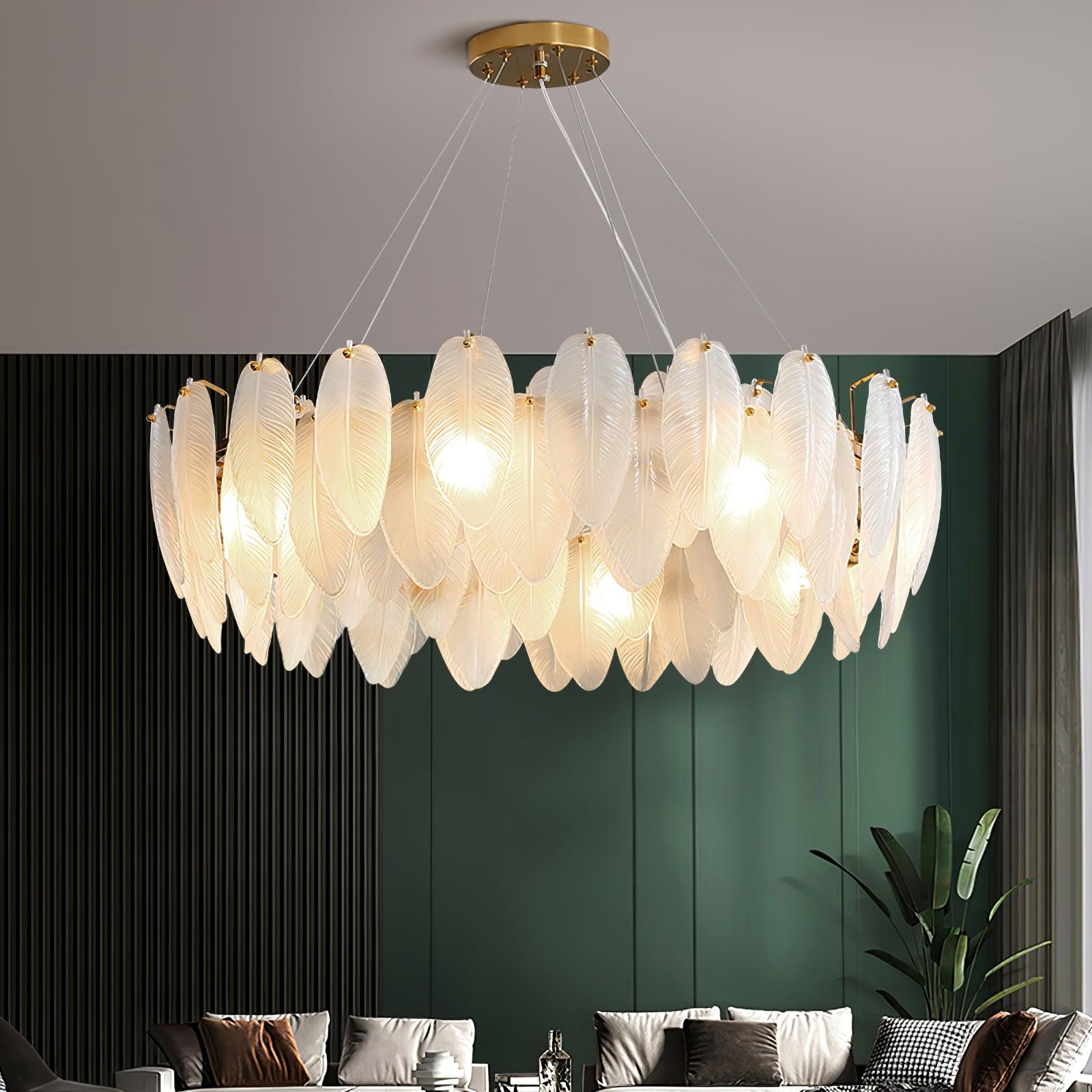 Glass Feather Chandelier - Letslighting