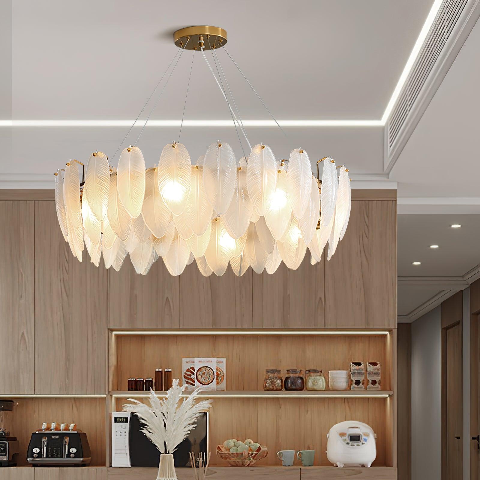 Glass Feather Chandelier - Letslighting