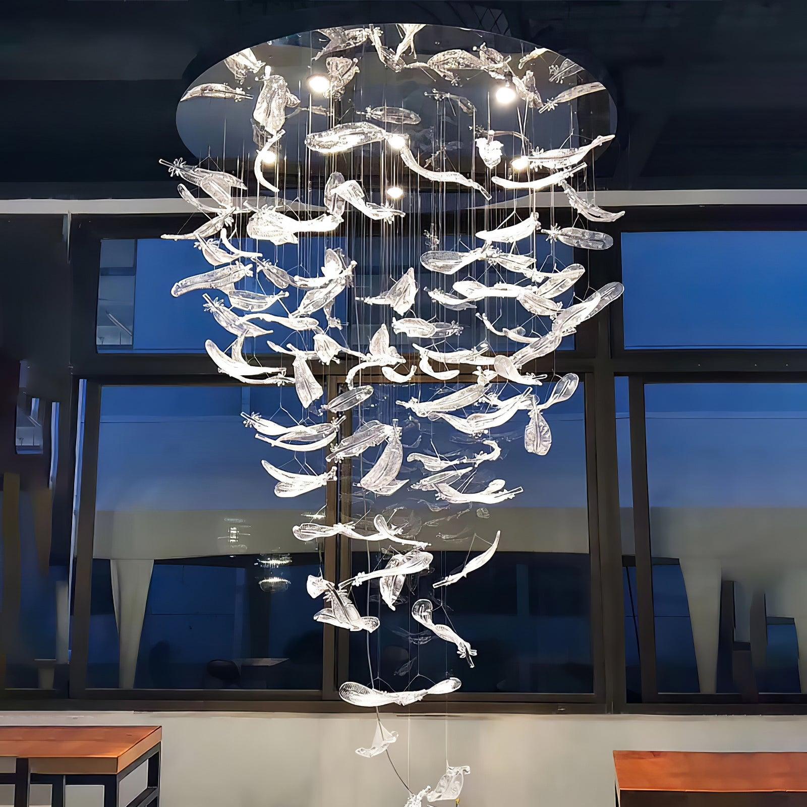 Aetherial Glass Leaf Chandelier - Letslighting