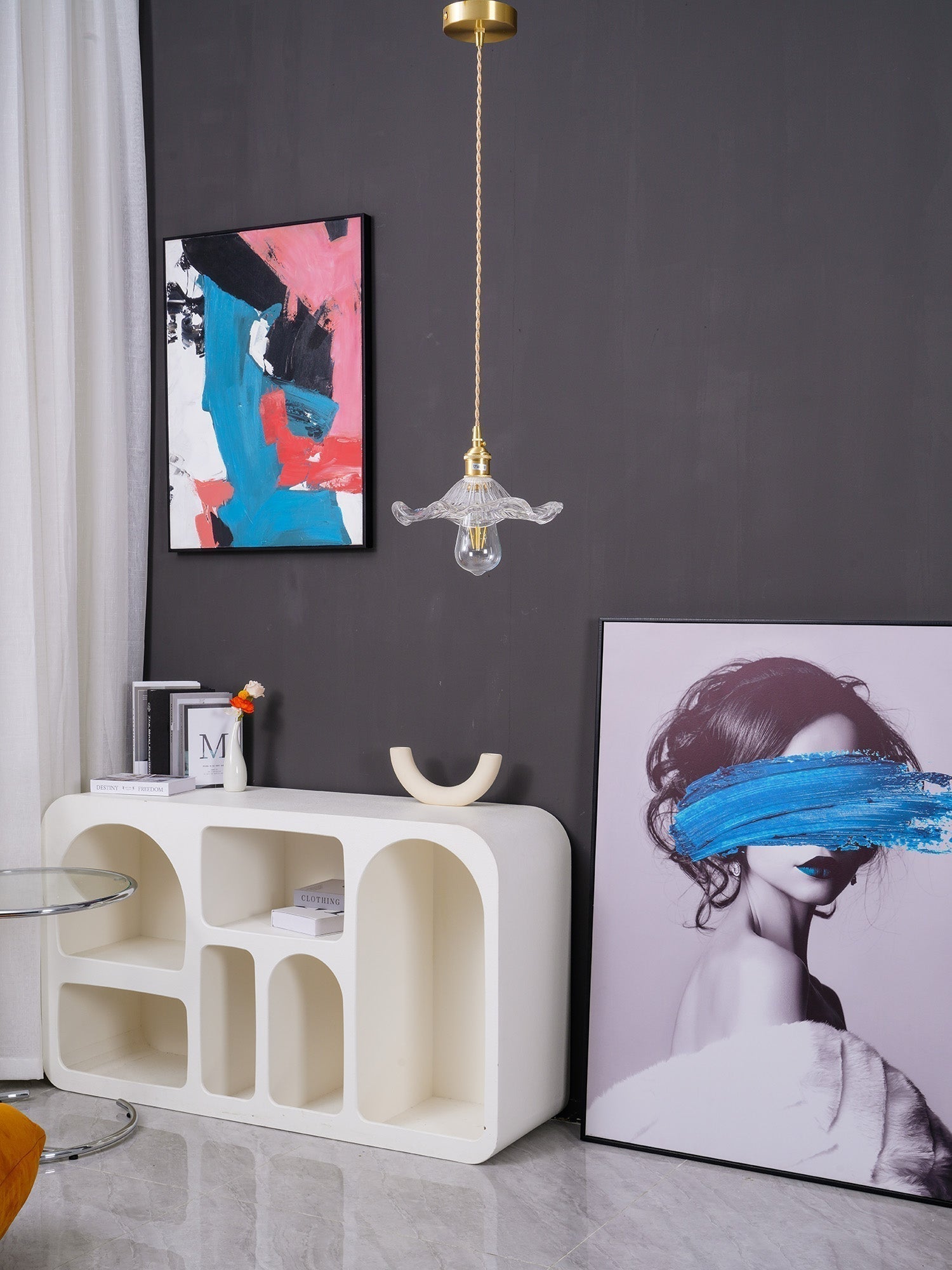 Glass Hibiscus Flower Pendant Light - Letslighting