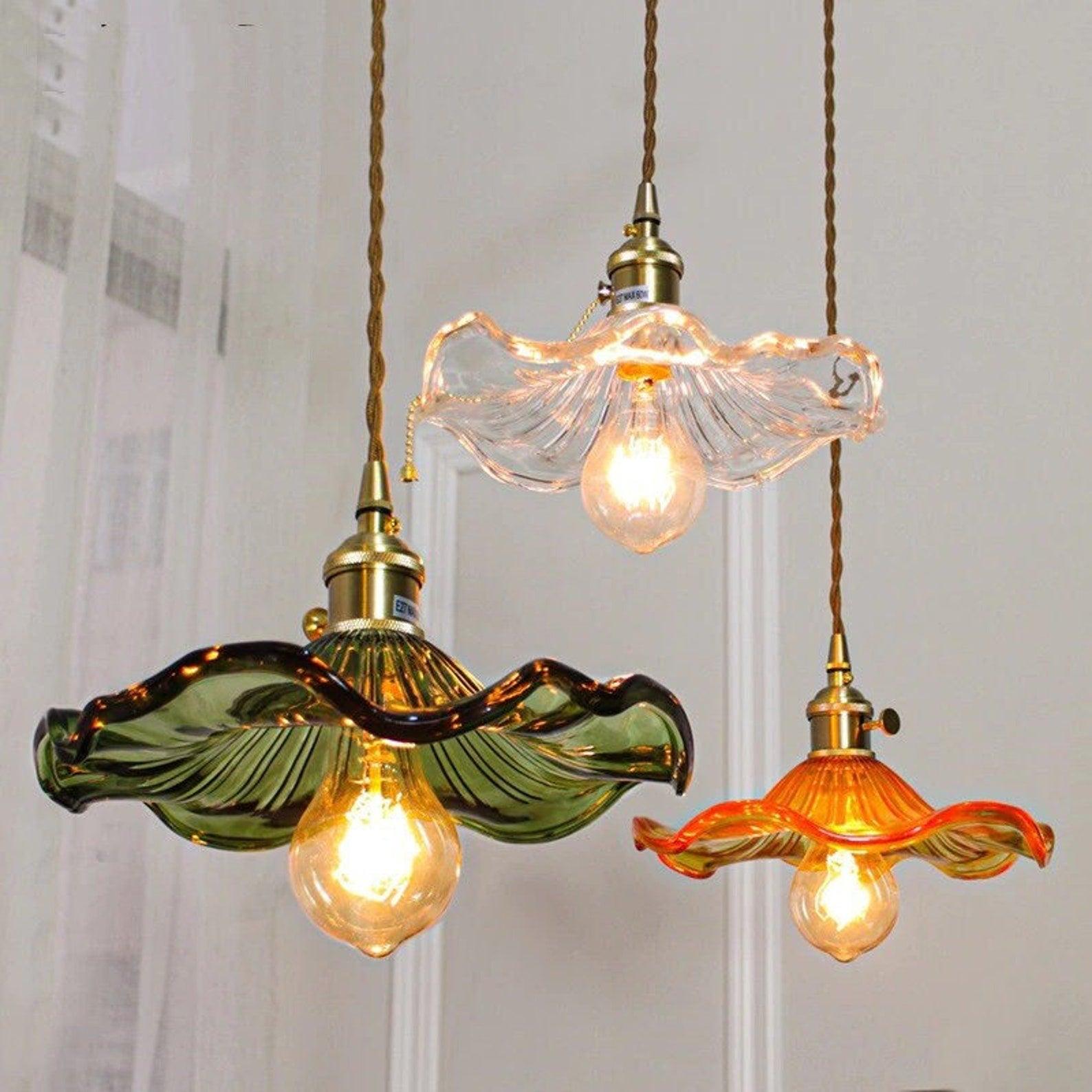 Glass Hibiscus Flower Pendant Light - Letslighting