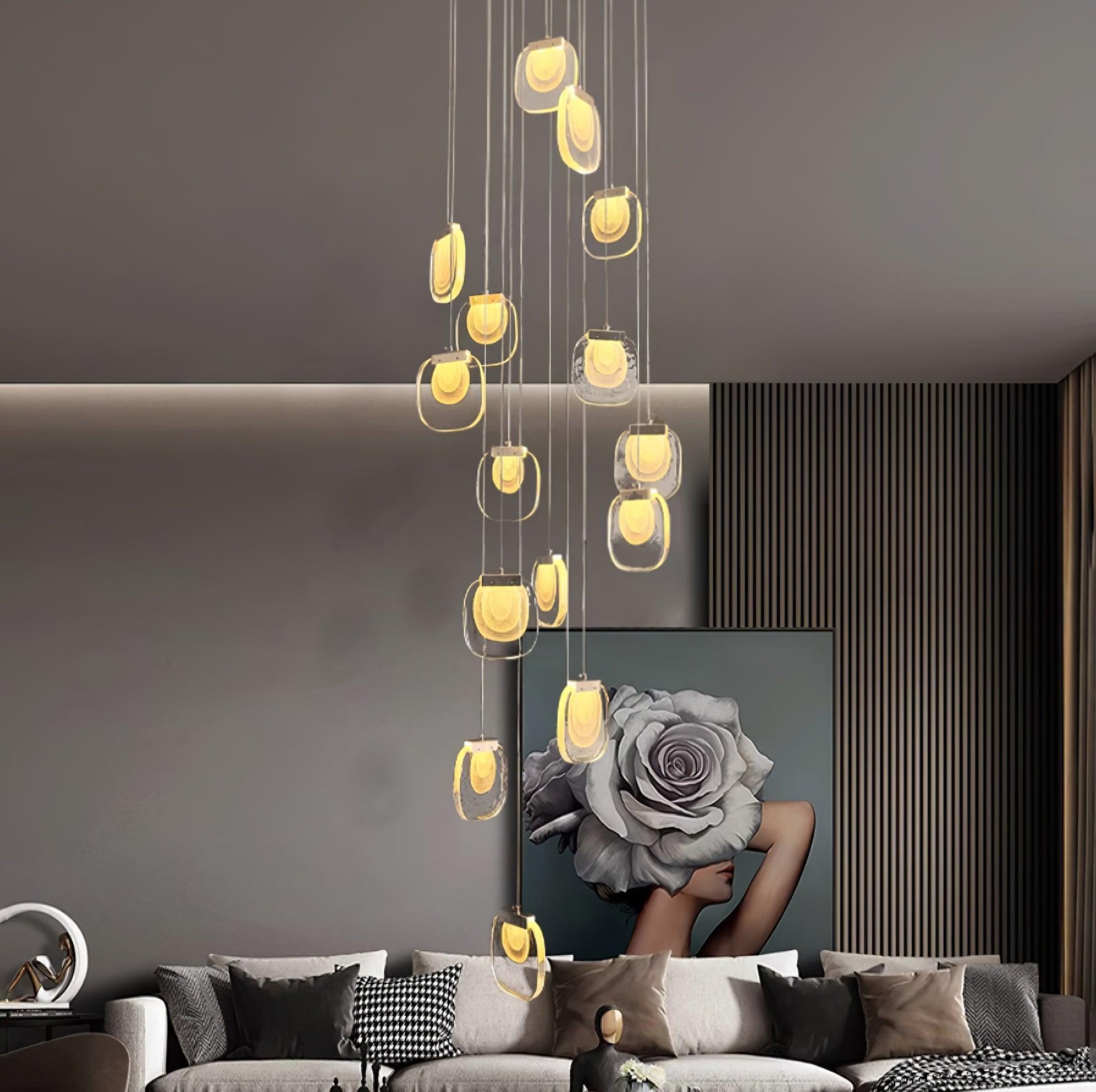 Avesia Minimalist Glass Pendant Light Staircase - Letslighting