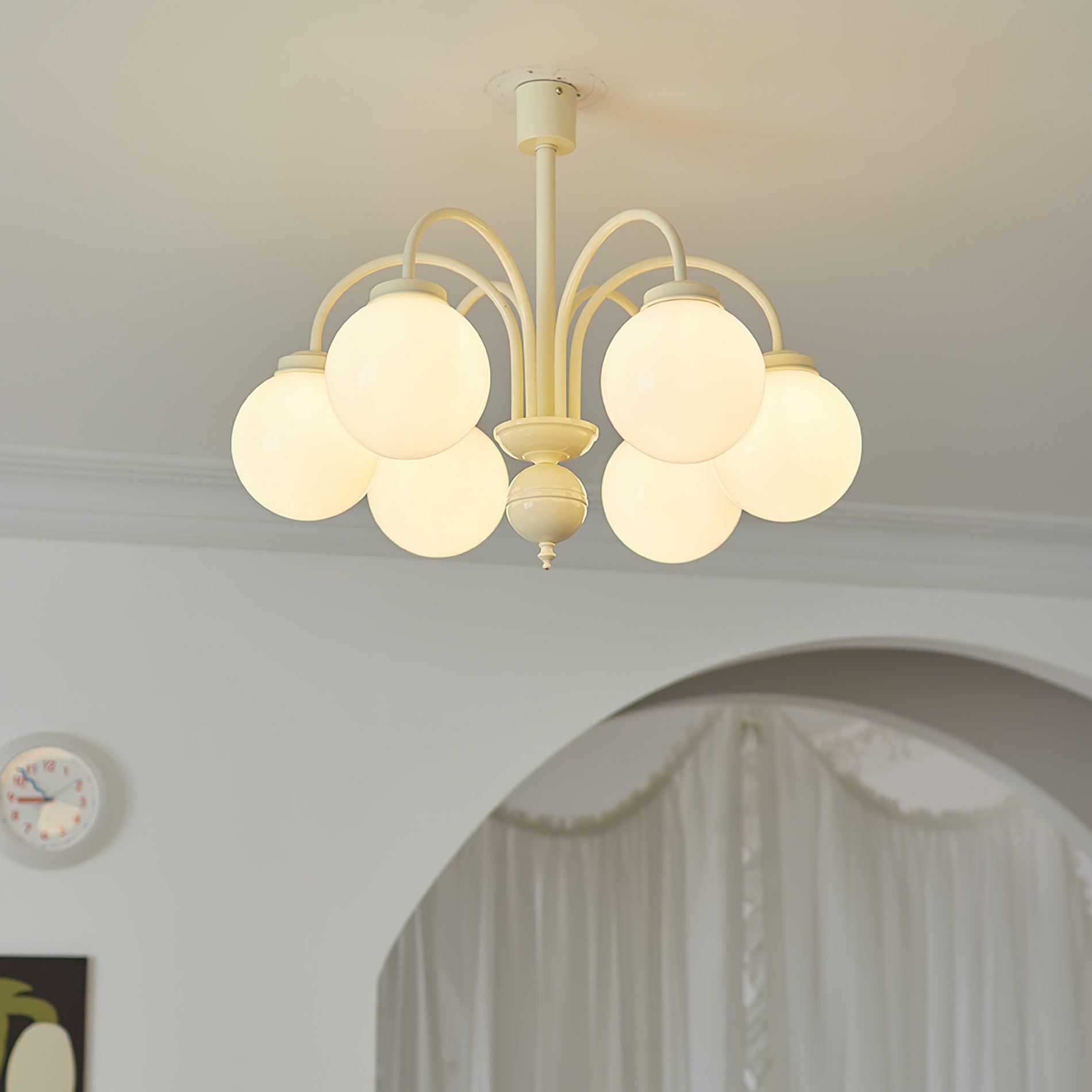 Cream Glass Sphere Chandelier - Letslighting