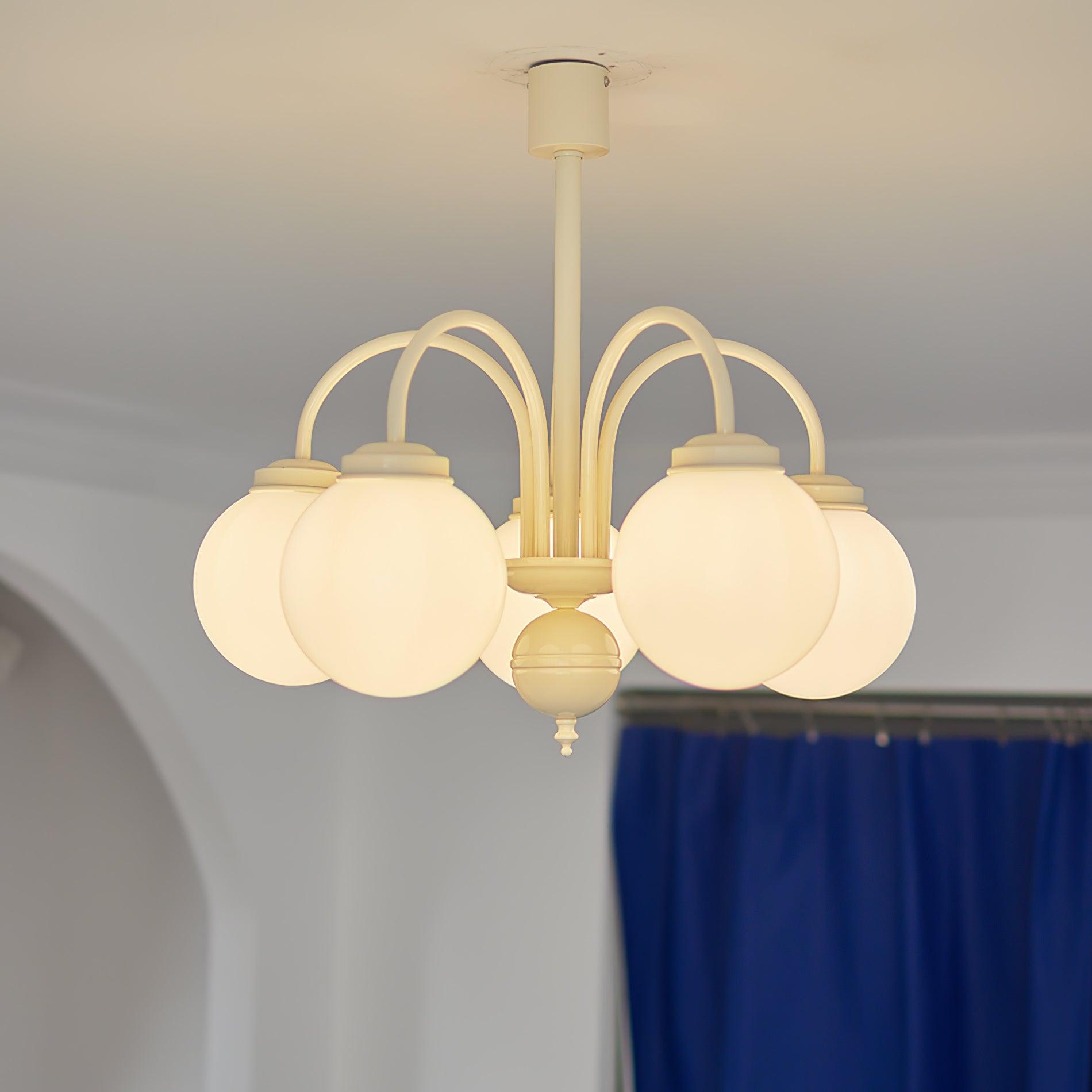 Cream Glass Sphere Chandelier - Letslighting