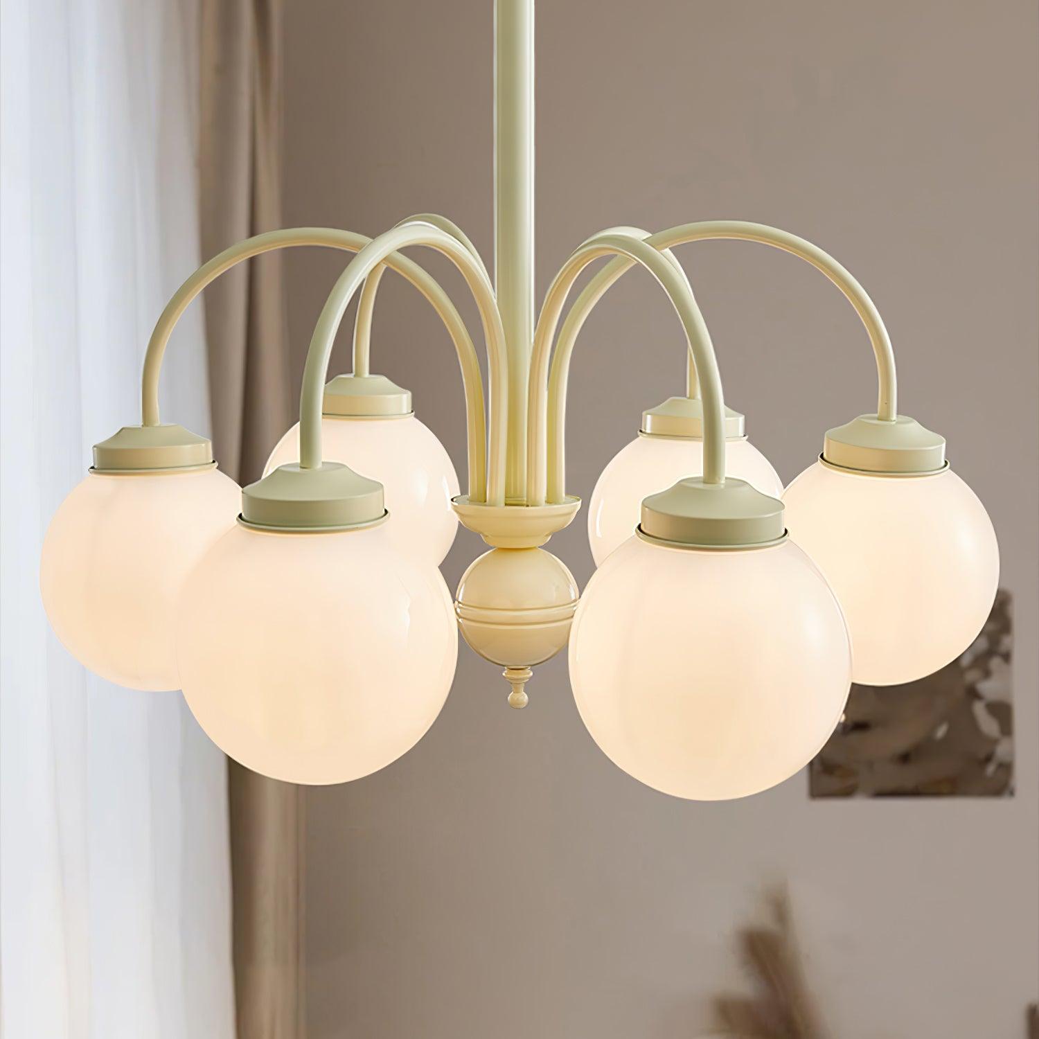 Cream Glass Sphere Chandelier - Letslighting