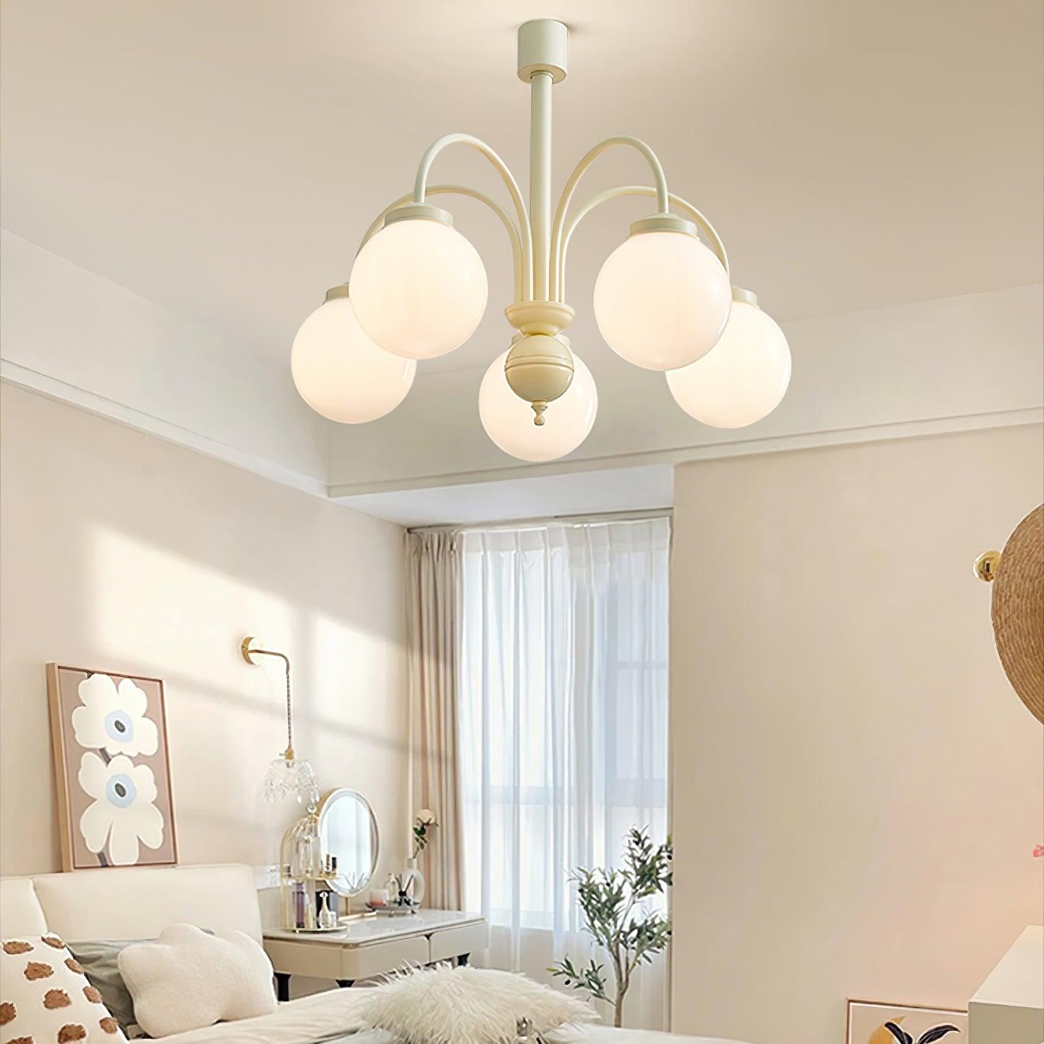 Cream Glass Sphere Chandelier - Letslighting